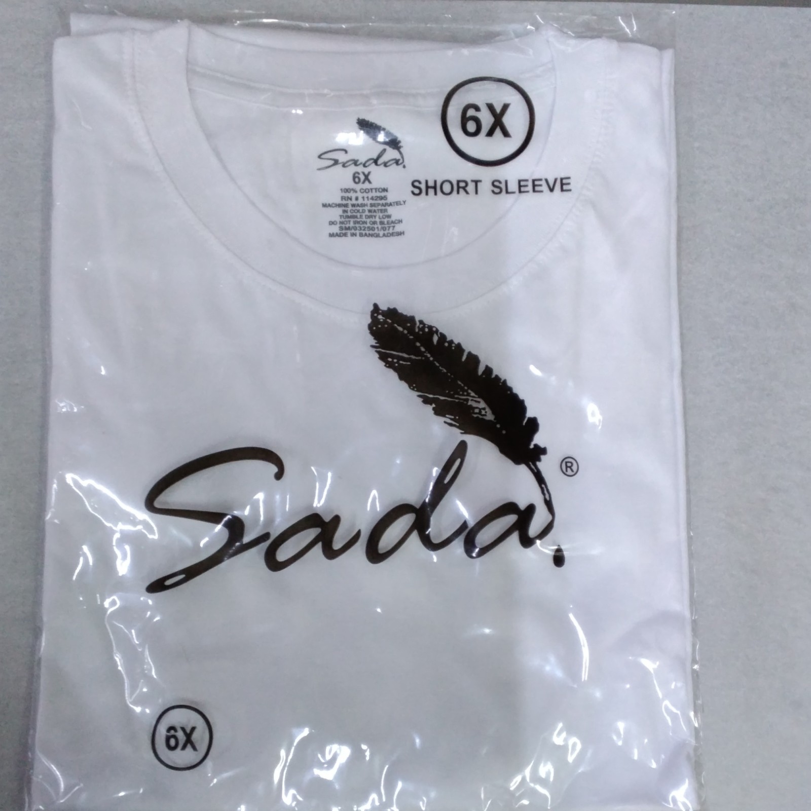 Sada Men’s 6X White Cotton Crew Neck Short Sleeve Tee