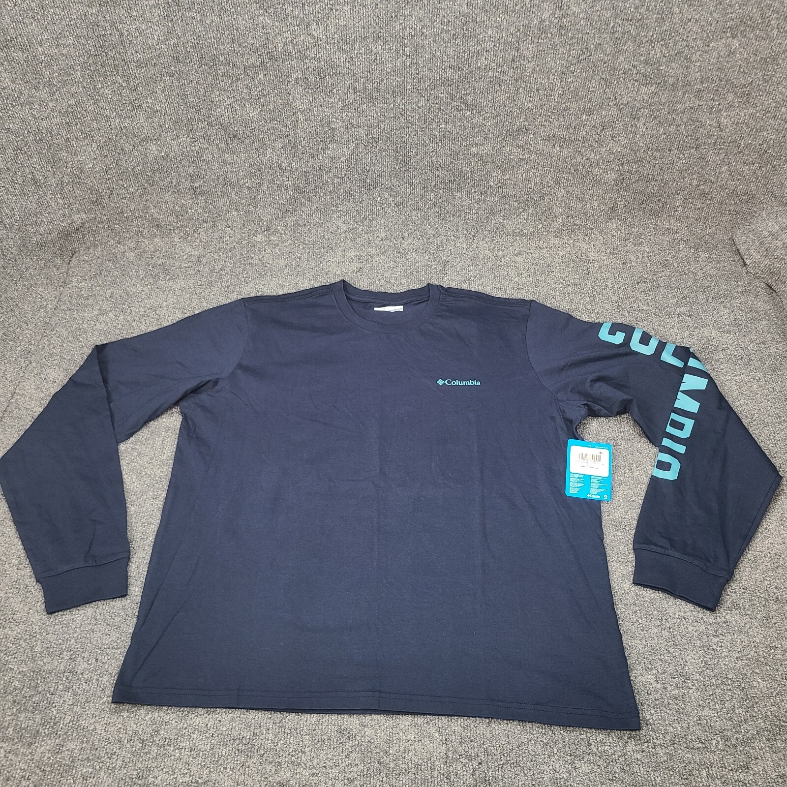 Columbia Shirt Mens Large Blue Teal Longsleeve Lightweight Cotton Outdoor 2692