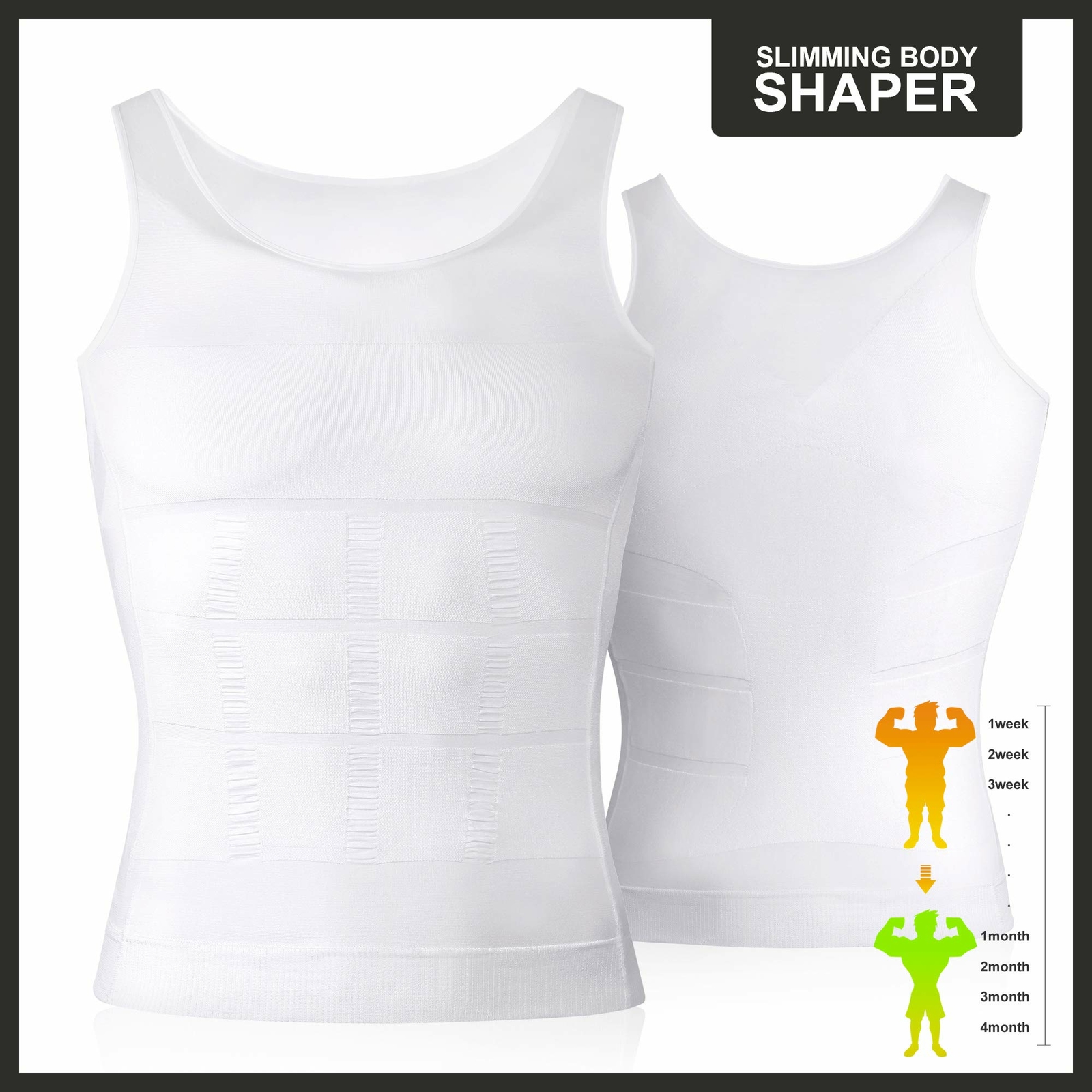 Men Compression Shirt Shapewear Slimming Body Shaper Vest Undershirt Tank Top US