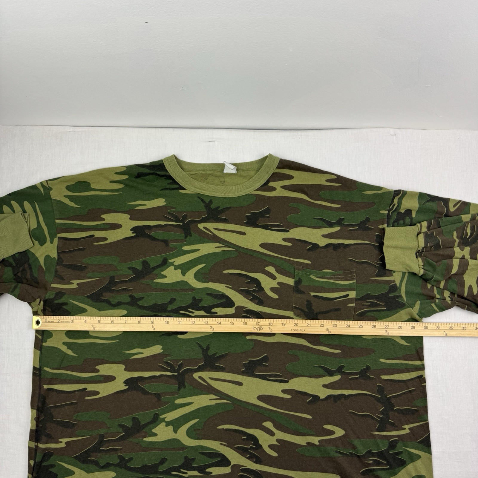Vintage Camo Long Sleeve Pocket T Shirt Adult 2XL Grunge Outdoor Boxy 90s USA