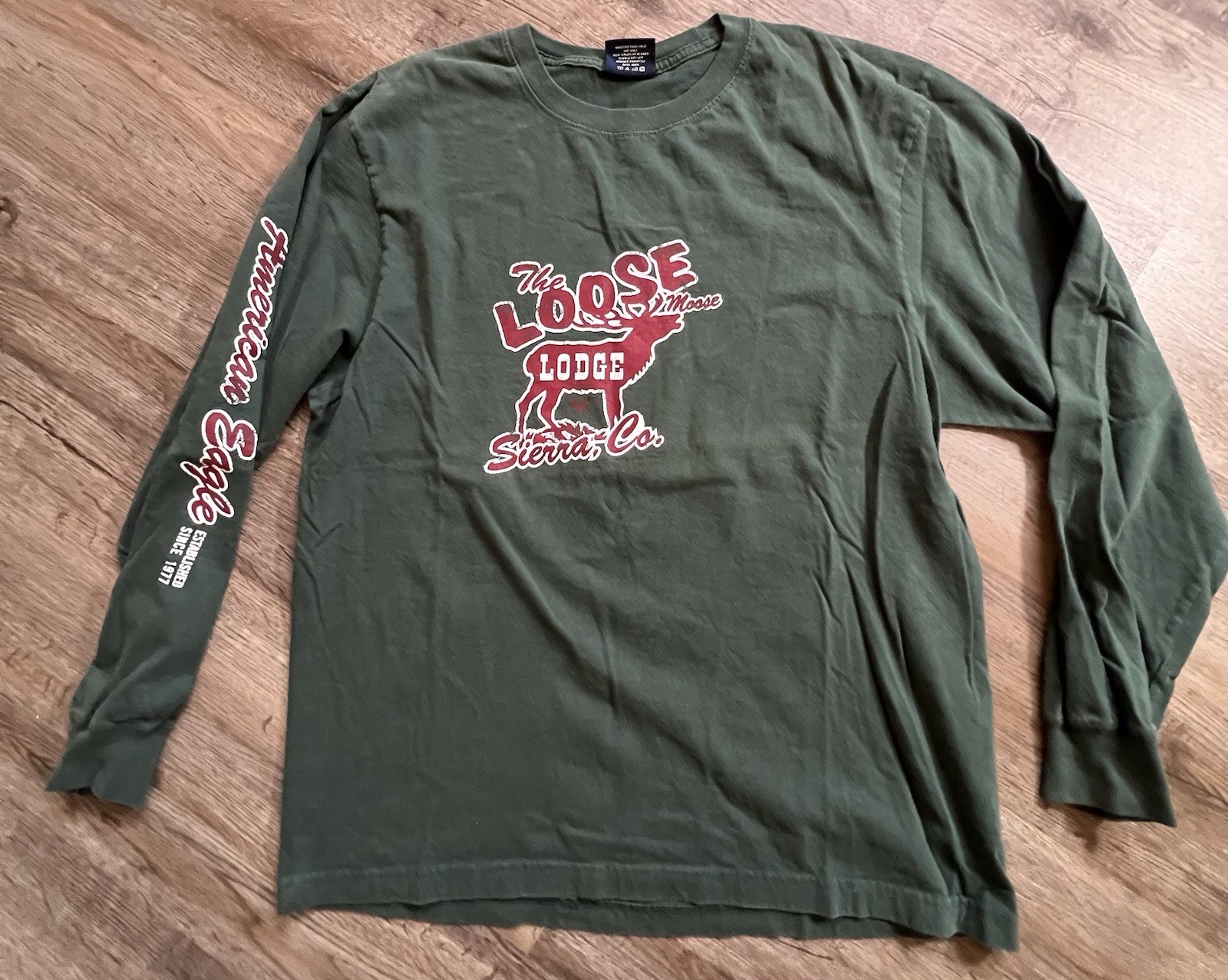Vintage American Eagle Shirt Adult M Faded Green Moose Lodge Colorado Tee Y2K