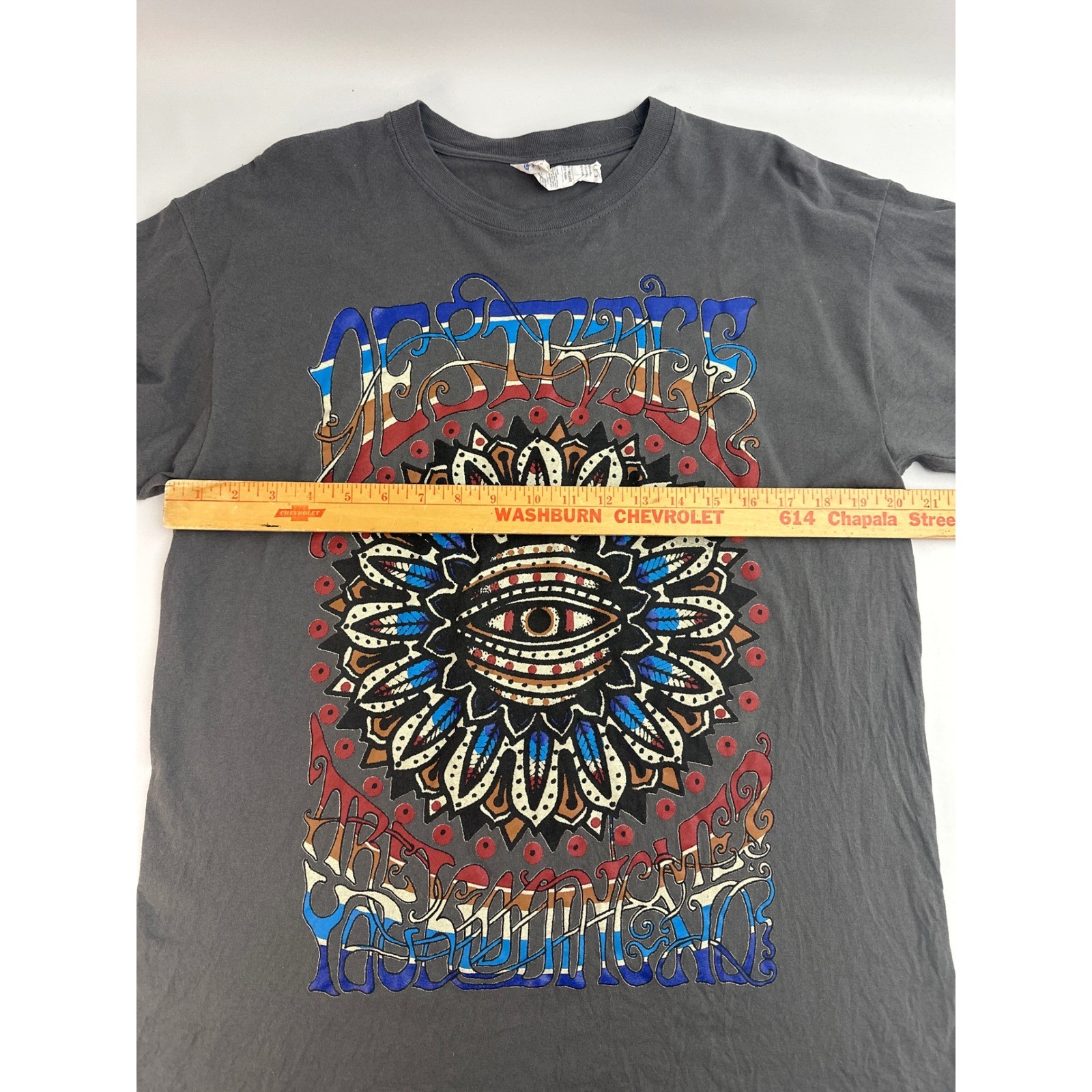Gildan All Seeing Eye Graphic Print T-Shirt Men’s Large Gray Cotton Casual