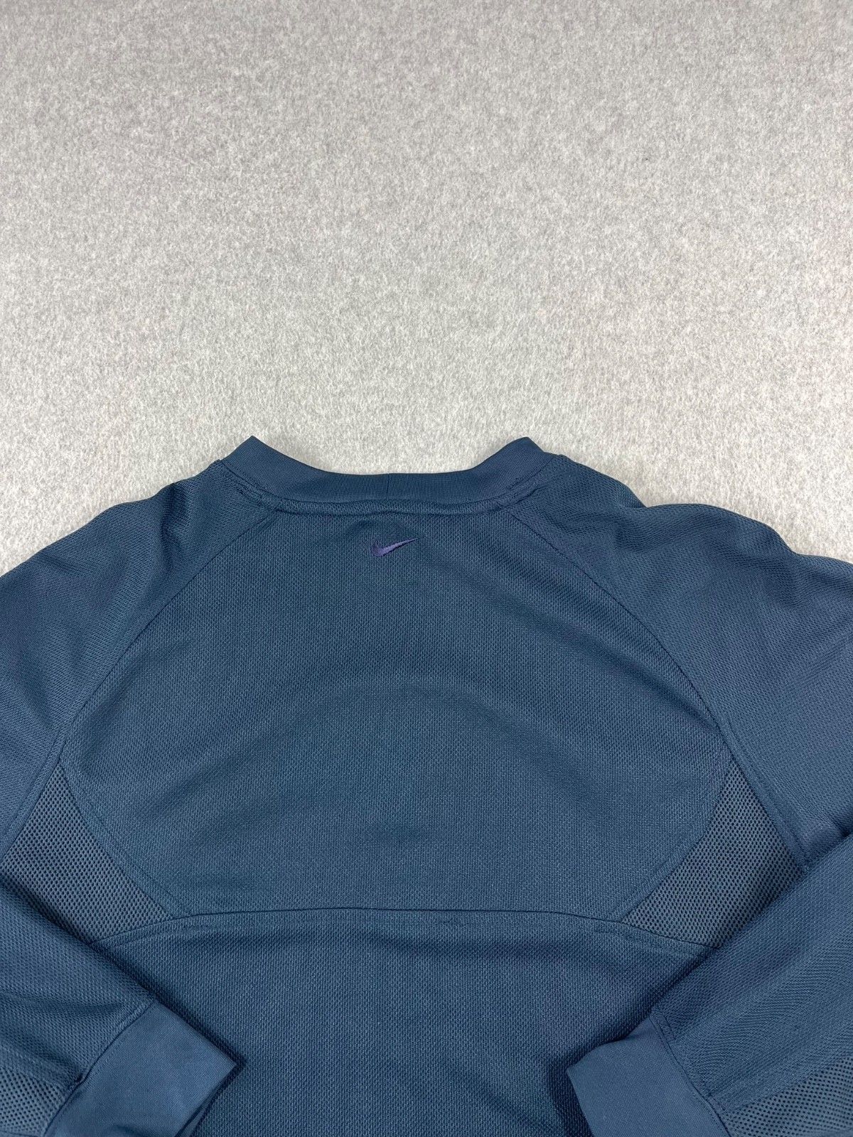 Vintage Nike Performance Shirt Mens M Navy Center Swoosh Crest Long Sleeve Y2K