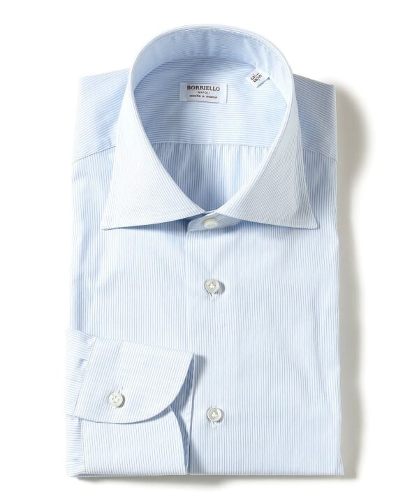 (ASK availability First) BEAMS Borriello Microstripe wide collar shirt New