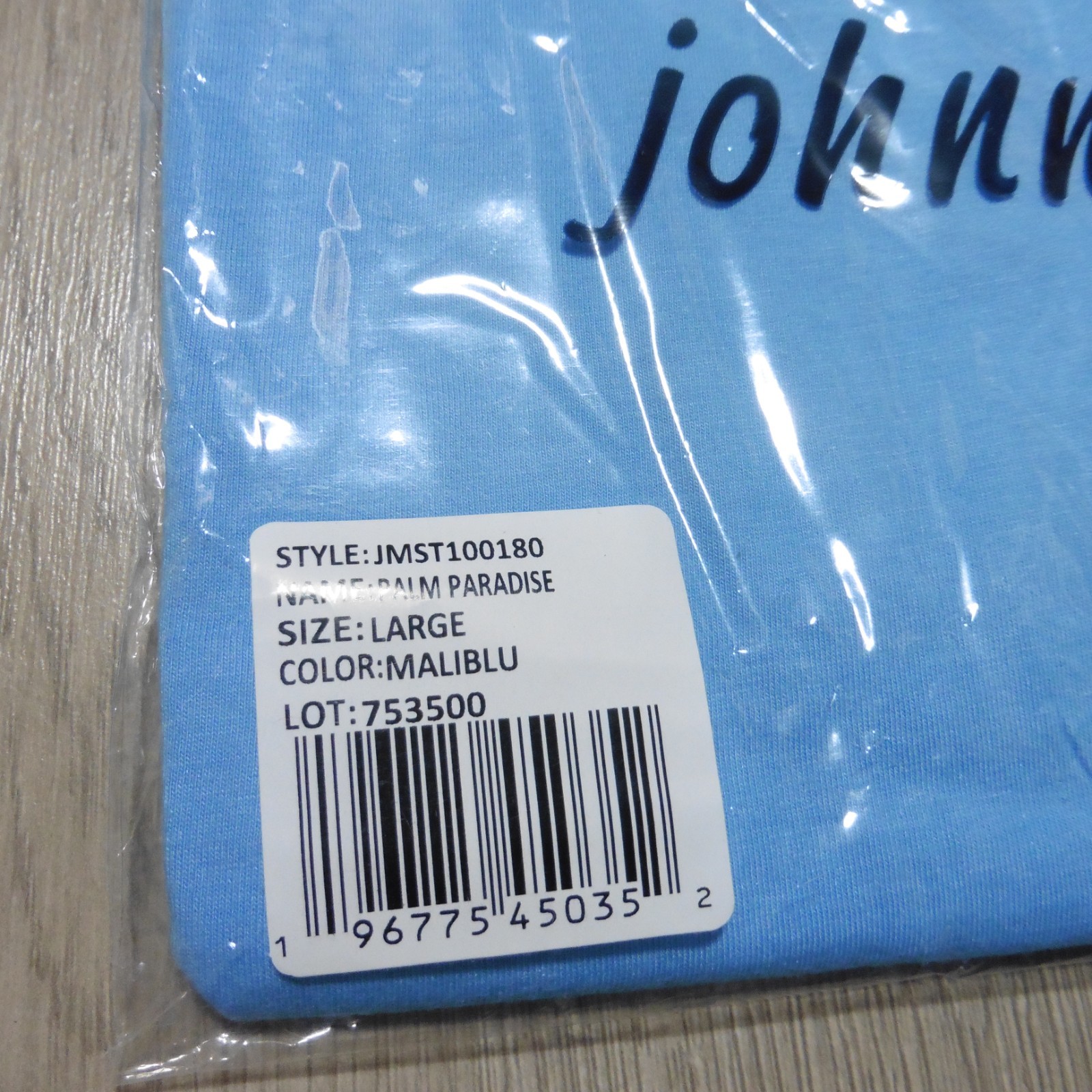 JOHNNIE O Mens L LARGE T SHIRT MALIBLU PALM PARADISE GOLF AQUA DALE 2.0 TEE