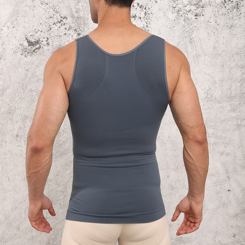 Mens Compression Shirt Slimming Body Shaper Vest Waist Traner Tops Tummy Control