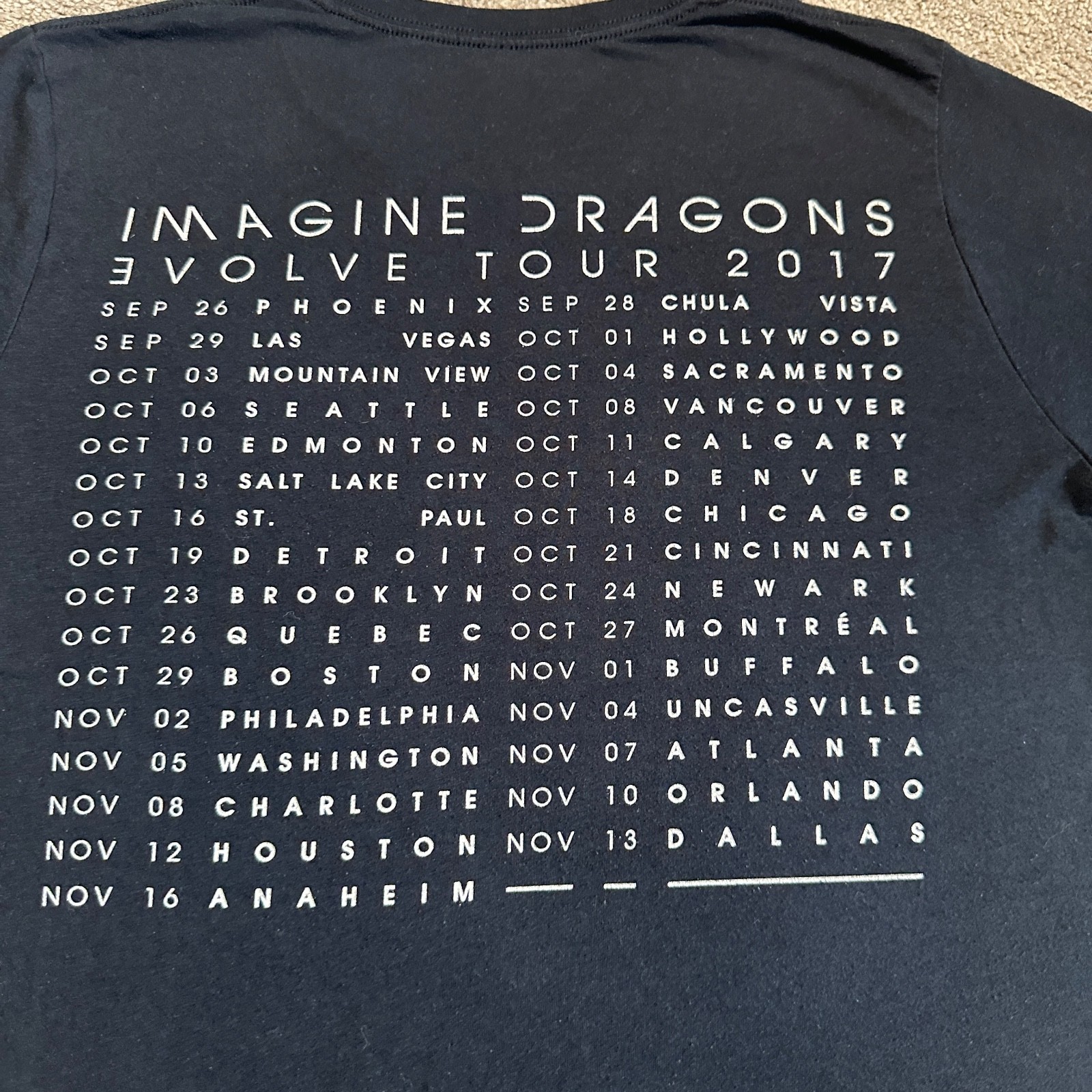 Imagine Dragons Evolve 2017 Concert Shirt Adult Large Black Soft Crew Neck Tee
