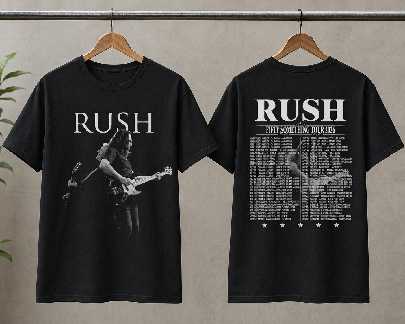 Vintage-style reprint T-shirt for Rush’s 2026 Fifty Something tour