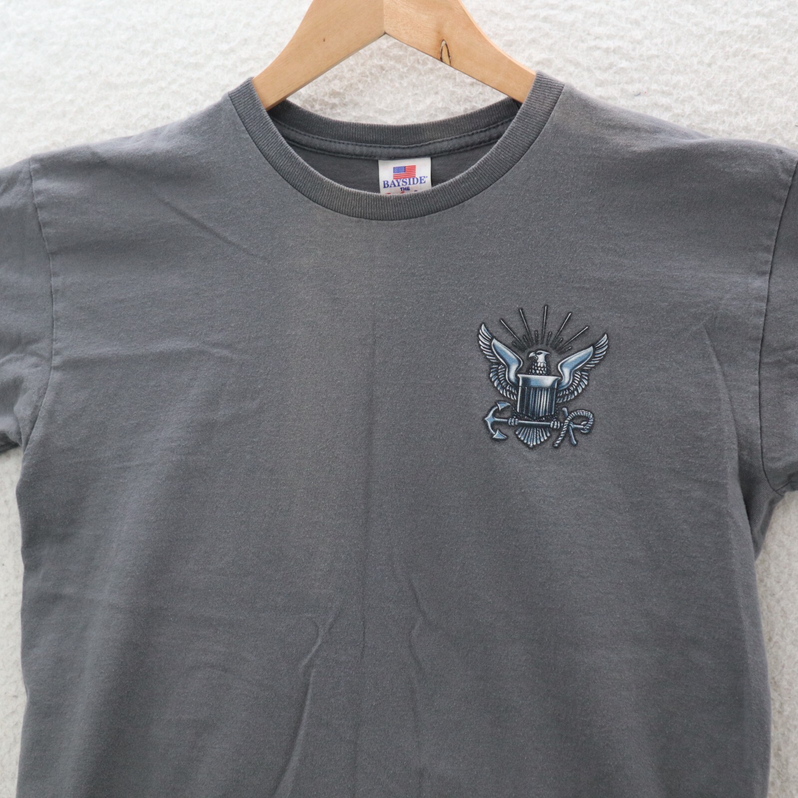 U.S. Navy T Shirt Mens Medium Gray Double Sided Military America Eagle Patriotic