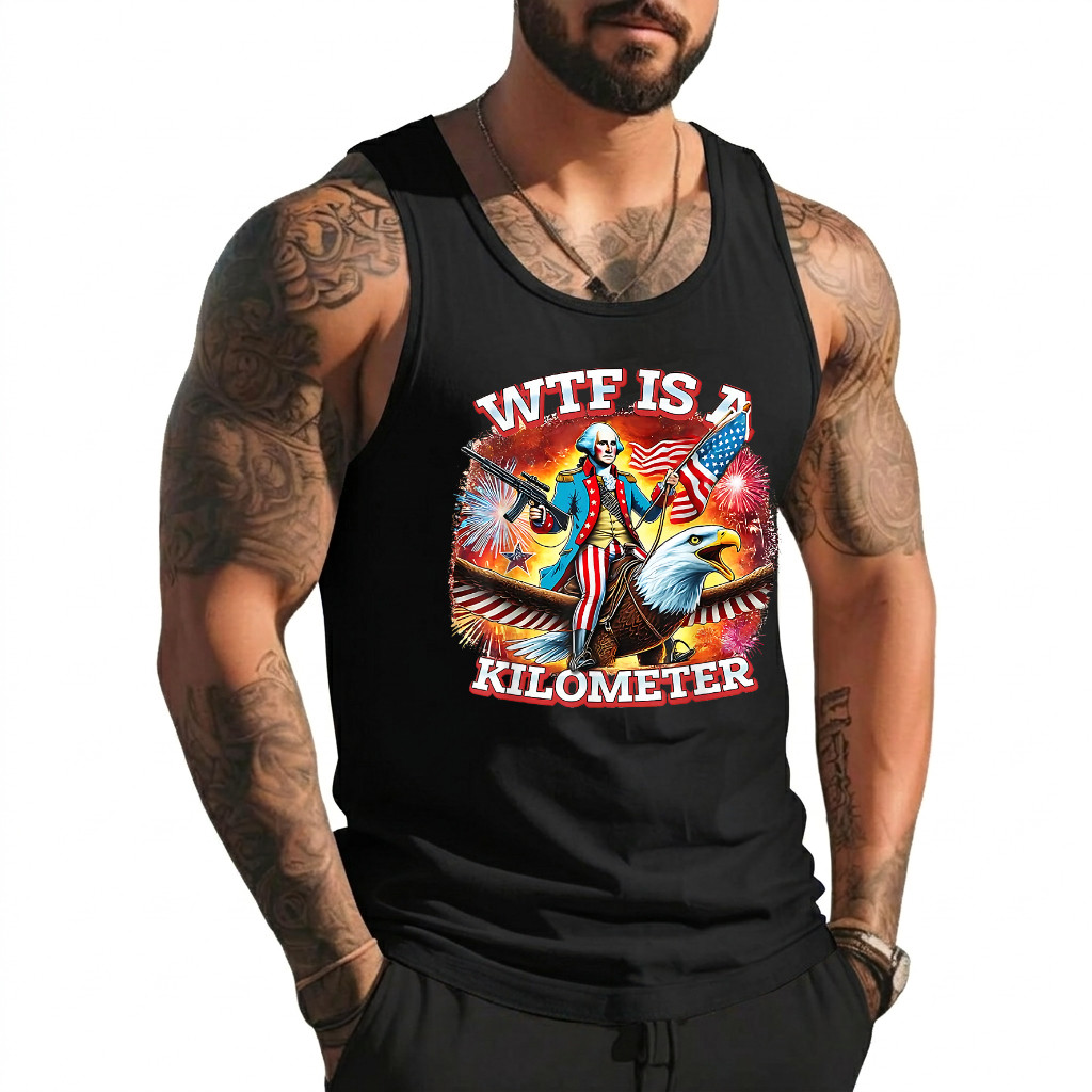 Retro WTF is A Kilometer Funny Patriotic American Freedom Tank Top