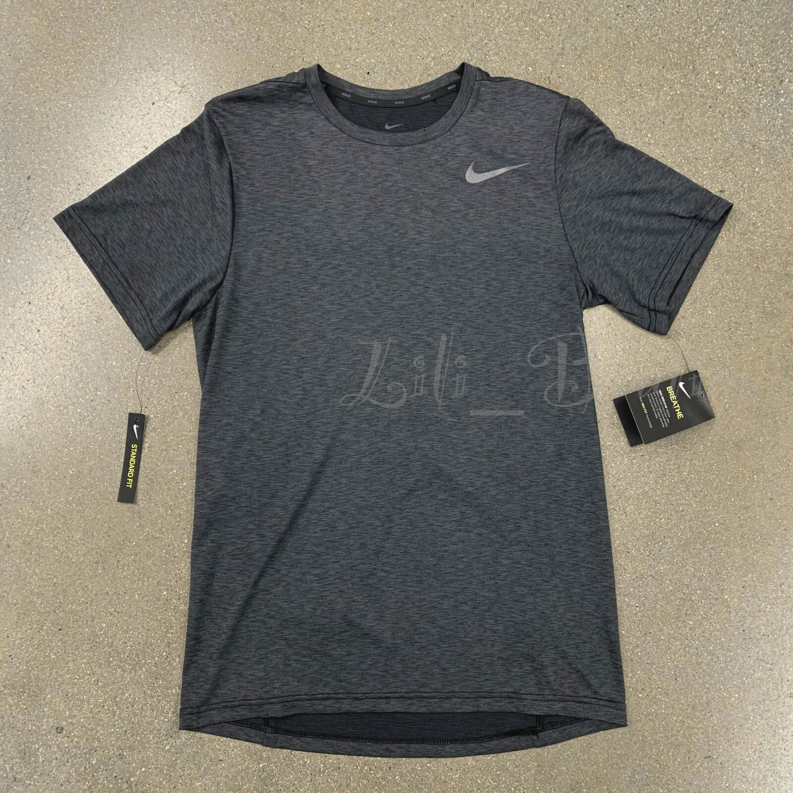 Nike Men Dri-Fit Breathe Training Top Tee Shirt AT3737-010 Charcoal Black Size M