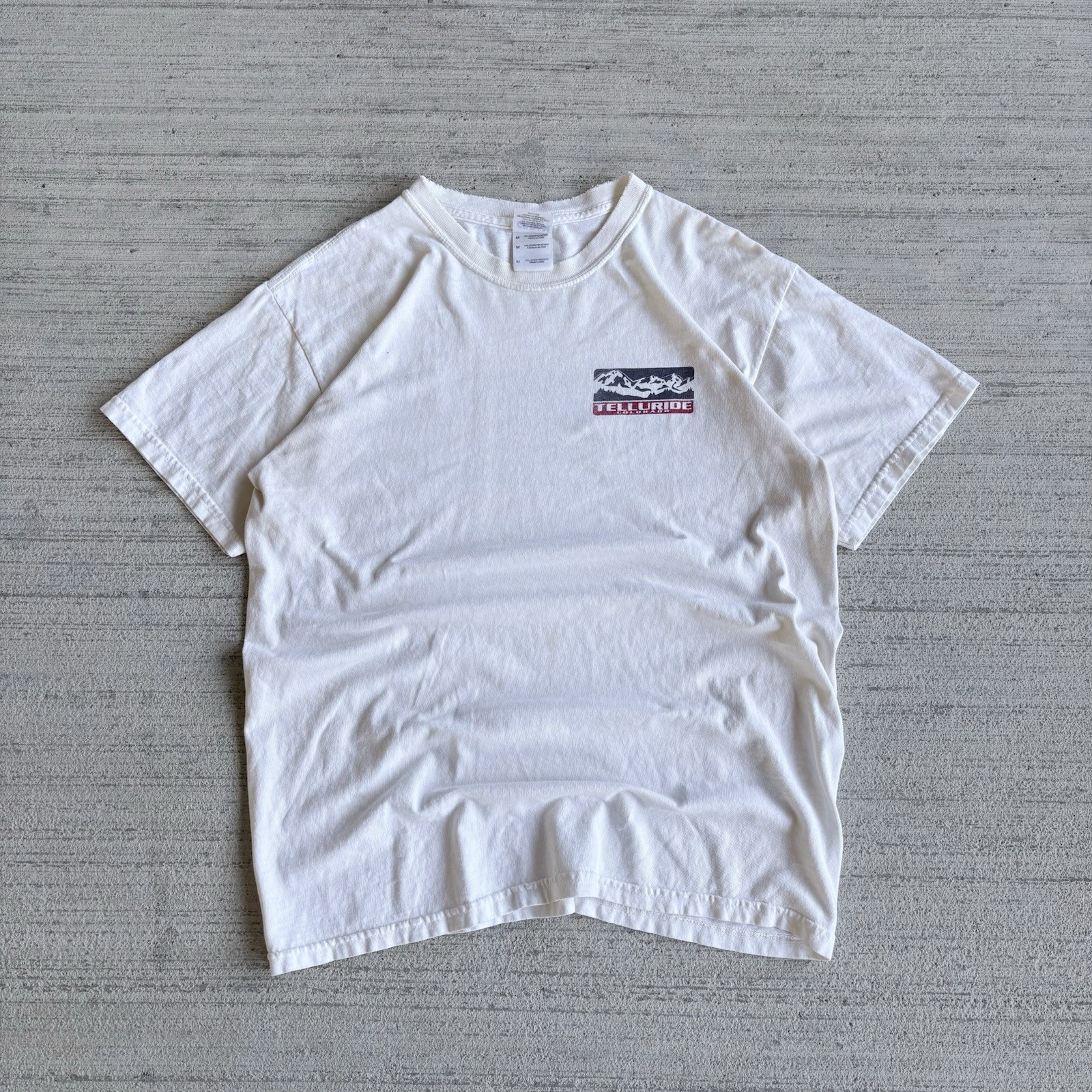 Comfort Colors Telluride Colorado Mountains Graphic White Tee M Crewneck SS
