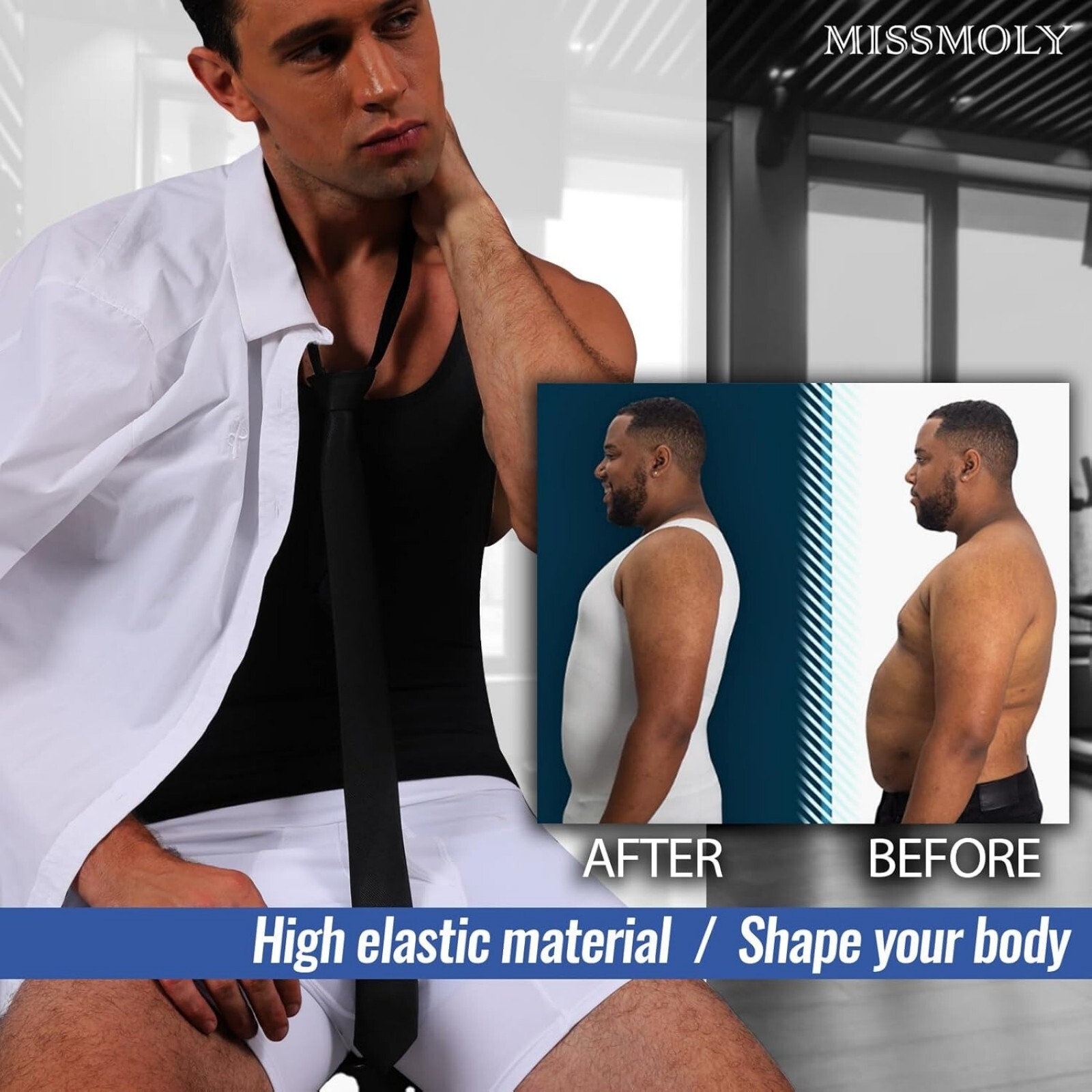Fajas Colombianas para Hombres Men Compression Body Shaper Abdomen Control Tank