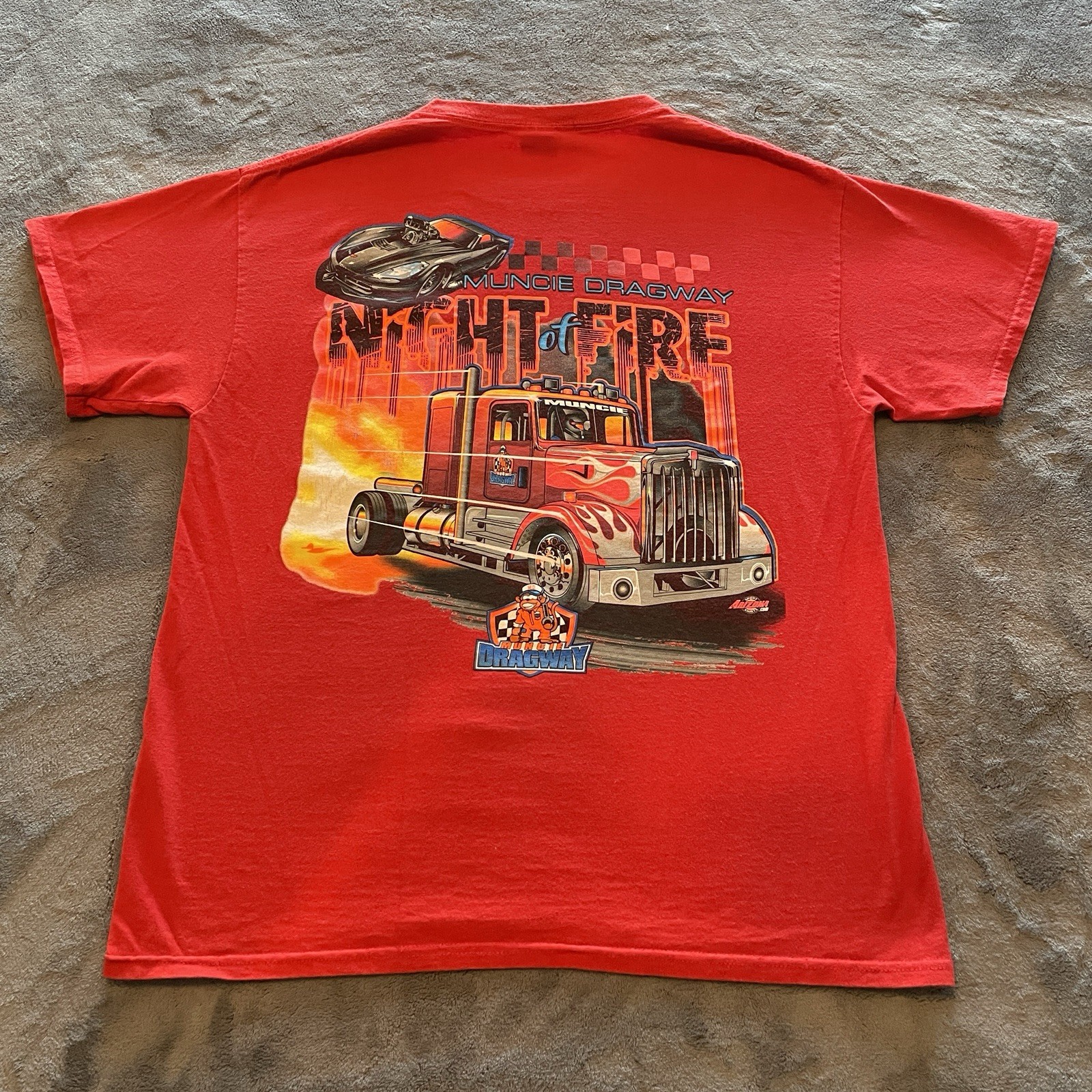 Vintage Drag Racing T-Shirt Mens Large Semi Art Motorsports Hot Rods Muscle Cars