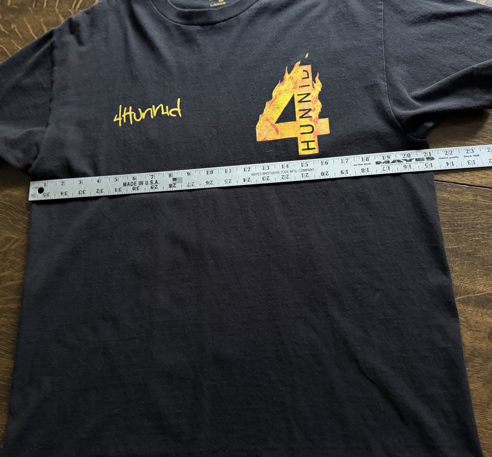 4hunnid YG Flames T Shirt Mens Large Black Rap Hip Hop Double Sided Logo Merch
