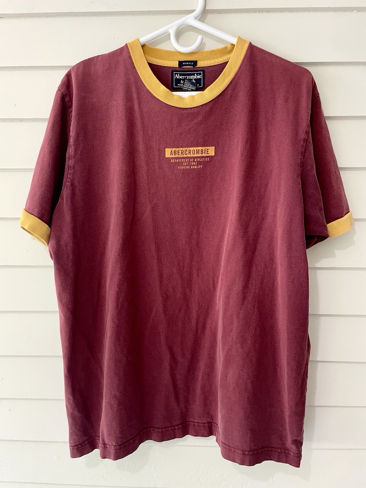 Abercrombie & Fitch Men’s M Spellout Varsity Letter Ringer Tee VTG Y2K Worn In