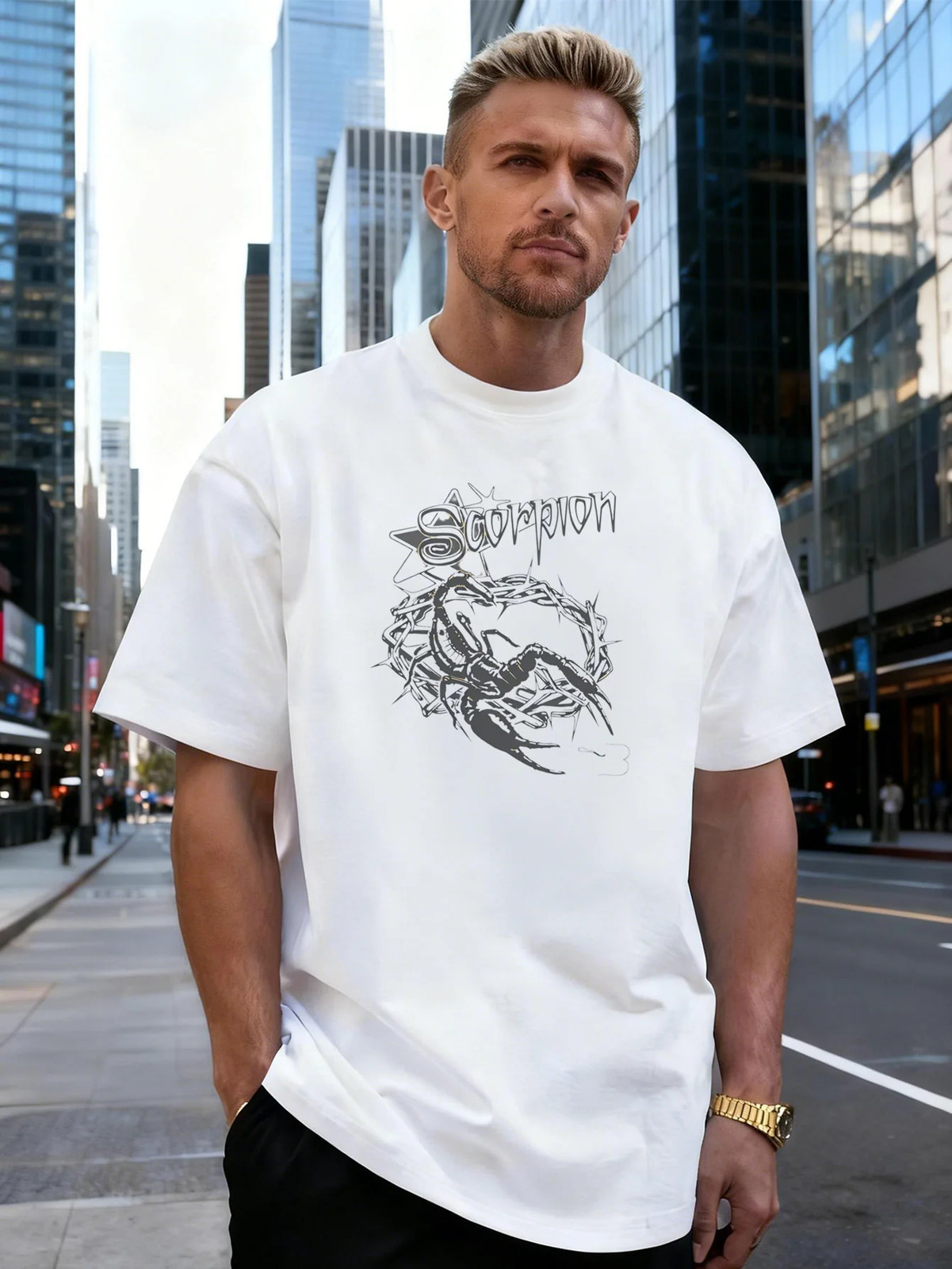 Scorpion Graphic 100% Cotton Men’s T-Shirt Suitable for Daily Casual Wear