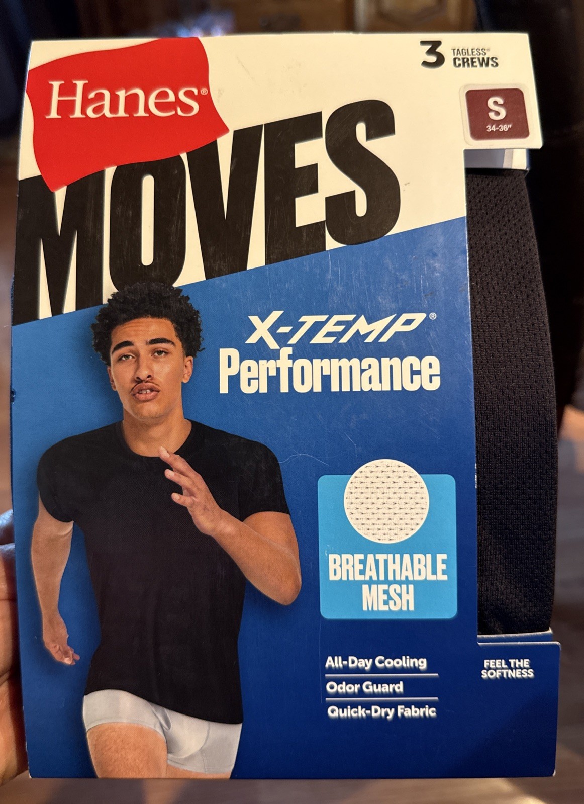 Sm Hanes X-Temp® Breathable Mesh Tagless Crews T-shirts 3Pack Mens Black/Grey