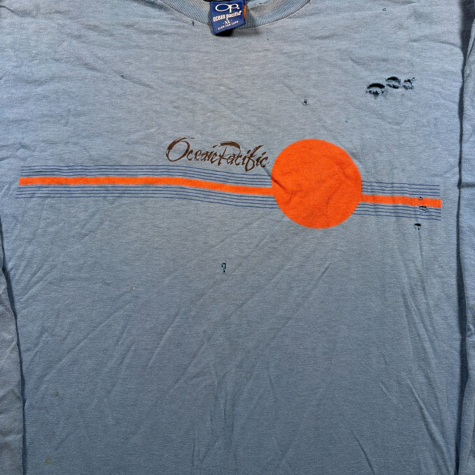 Vintage 1983 Ocean Pacific Op Surf Shirt Mens XL Blue Logo Long Sleeve Pullover