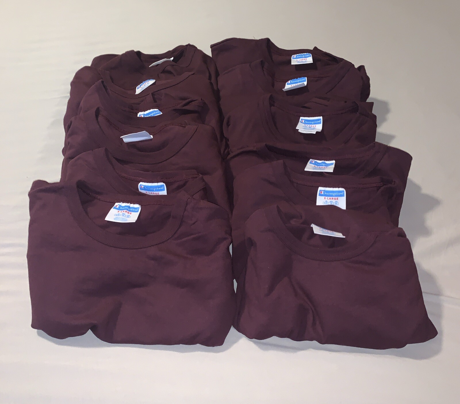 VTG Champion Maroon Plum Heavy Weight Cotton TShirt EXTRA LARGE Unisex Lot Of 12