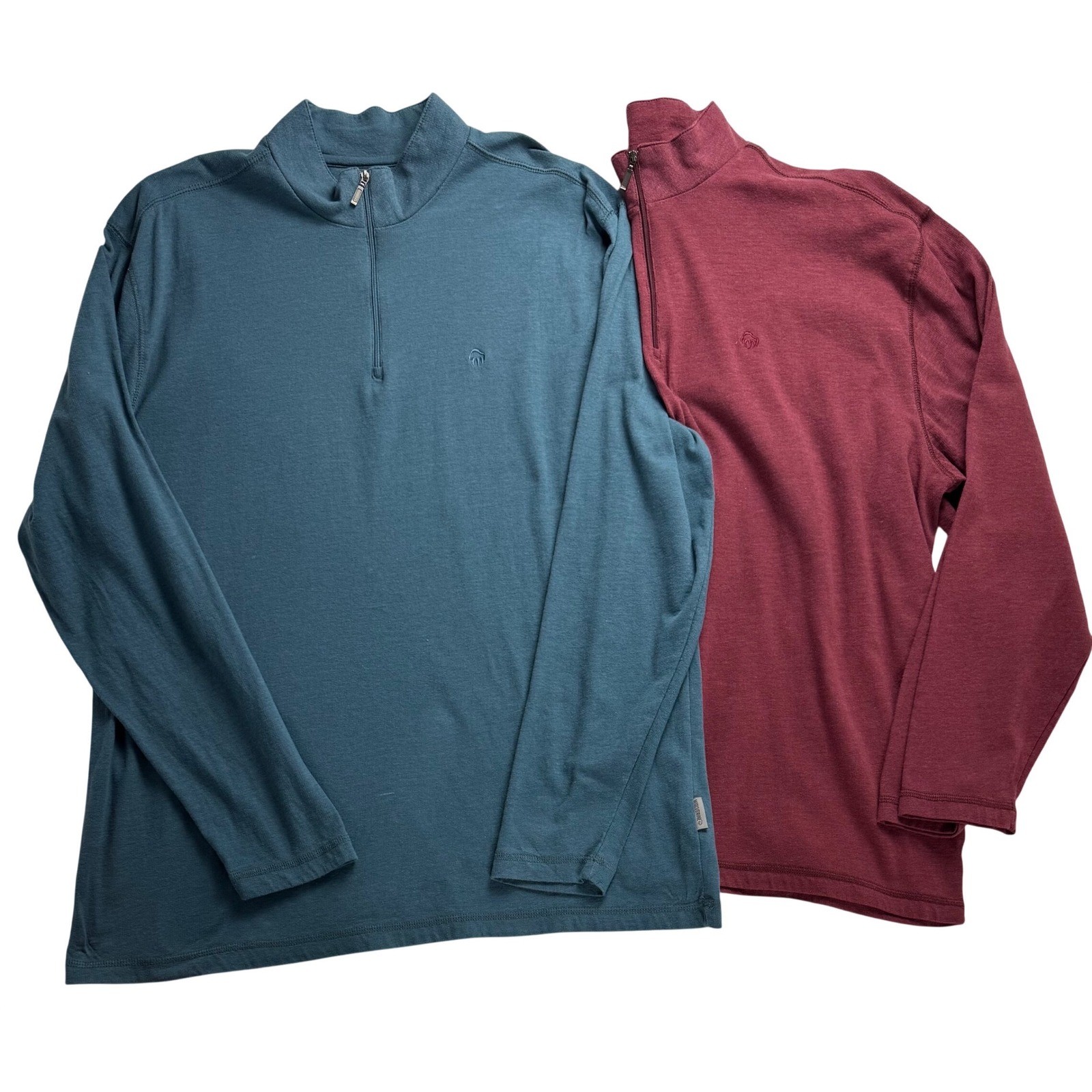 Wolverine Mens XL Quarter Zip Pullover Shirt Lot of 2 Blue Burgundy Long Sleeve