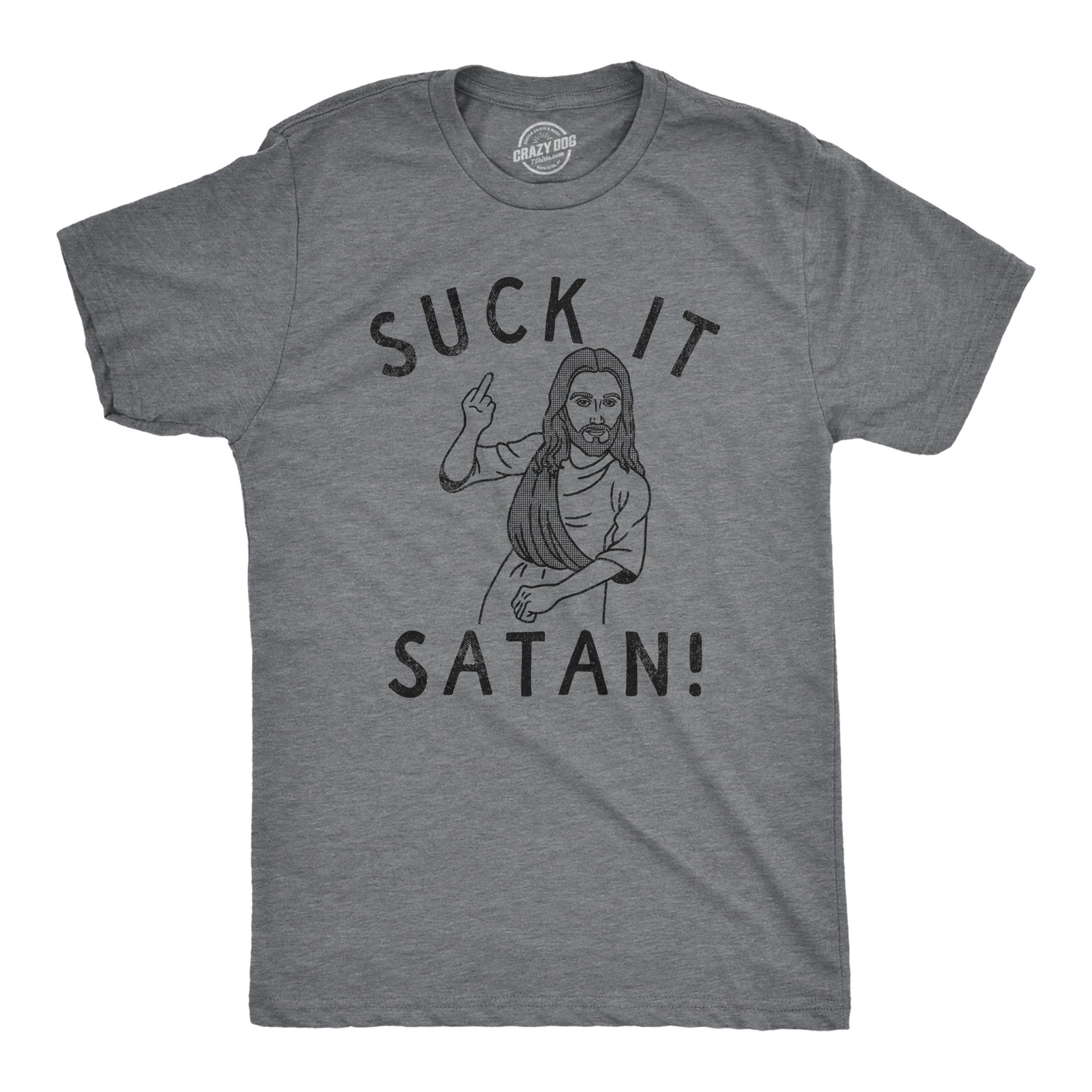 Mens Suck It Satan T Shirt Funny Offensive Rude Jesus Joke Tee for Guys