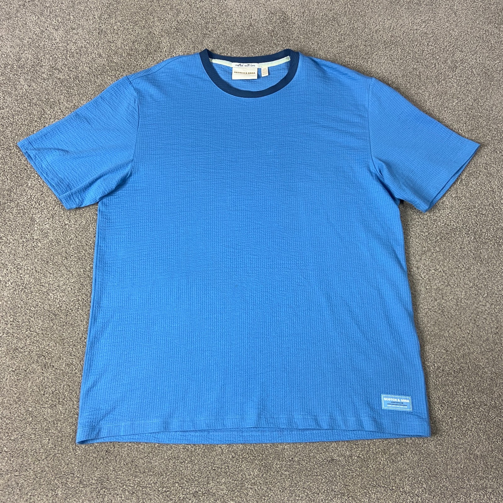 Scotch & Soda Ribbed Crewneck T Shirt Size Large Blue