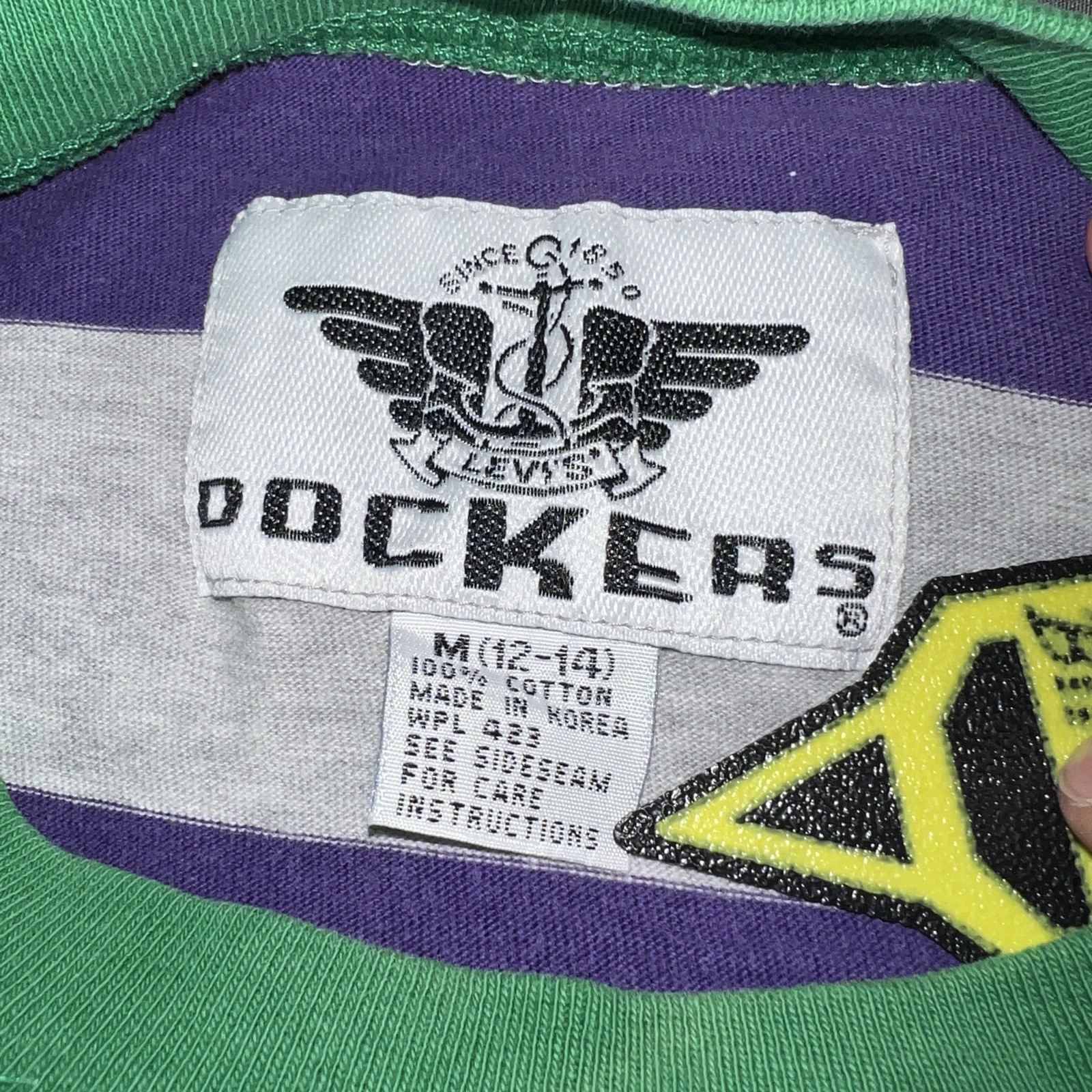 VTG 90s DOCKERS STRIPED EMBROIDERED T-SHIRT MEDIUM