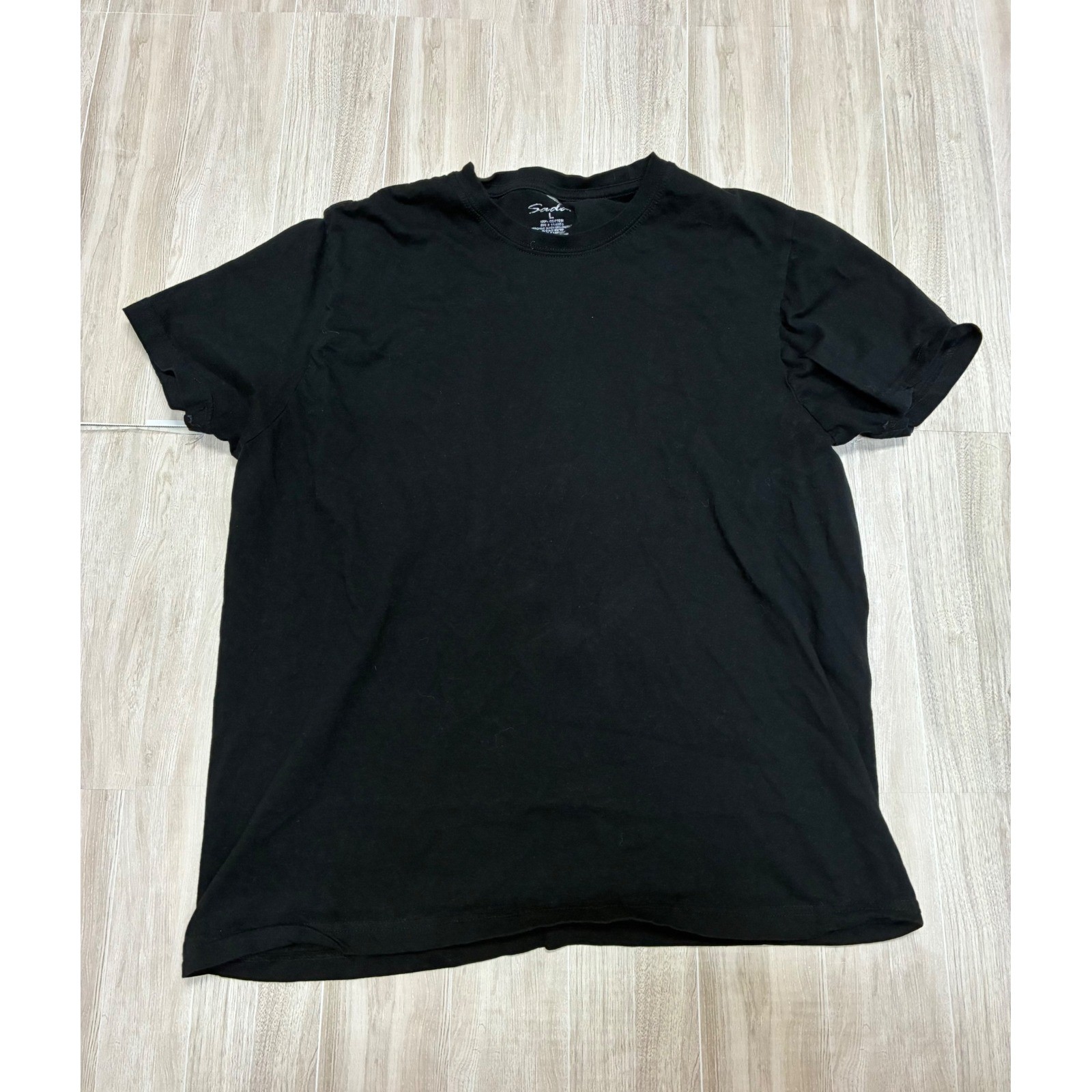 Sada Mens Short Sleeve T-Shirt Black 100% Cotton Crew Neck Size Large