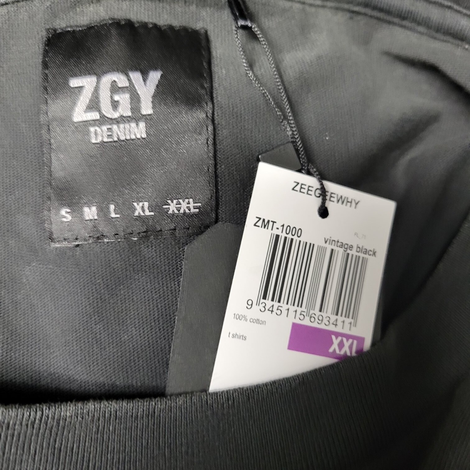 Zee Gee Pre-washed 100% Cotton Vintage Black Tshirt Men’s. Size XXL. NWT $68
