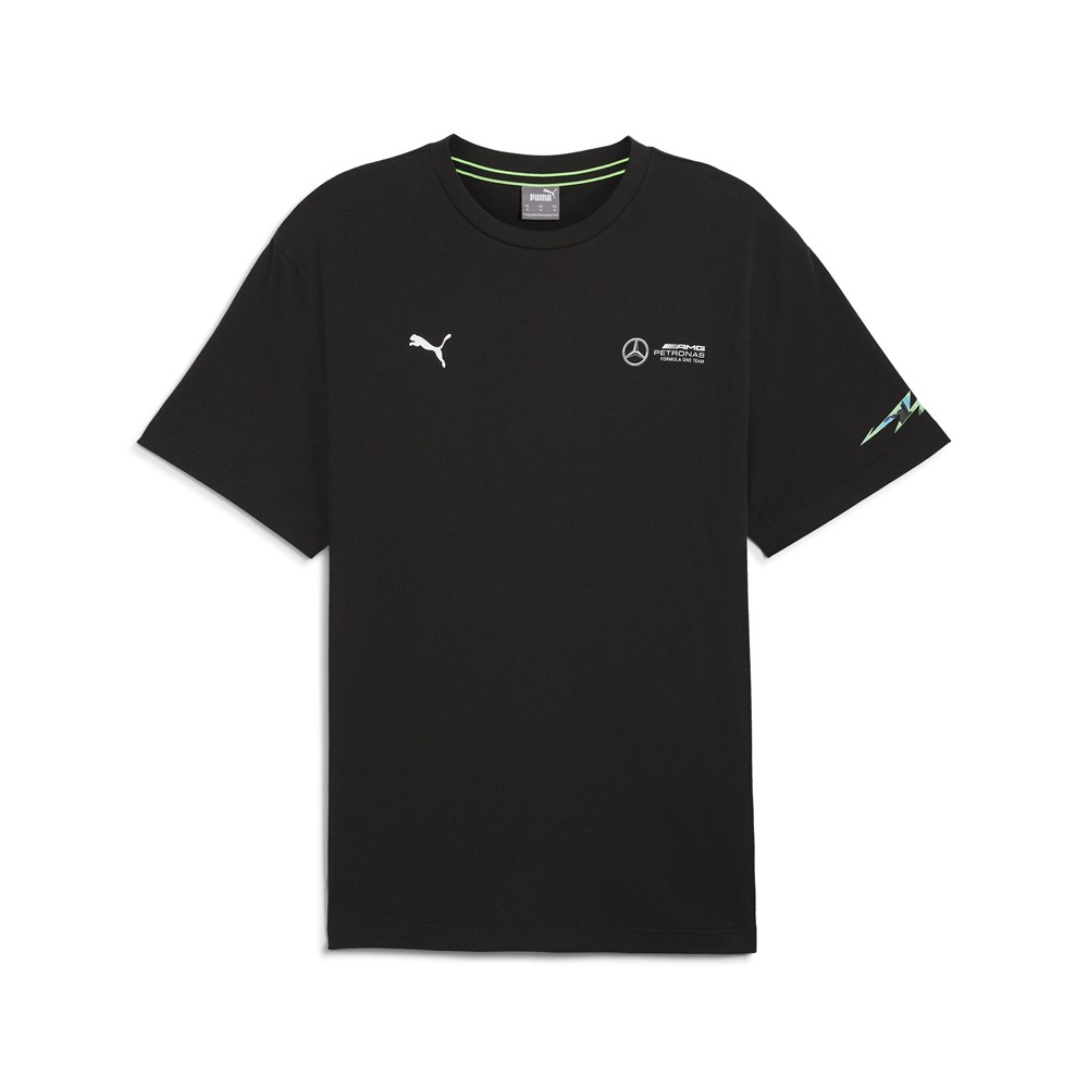 PUMA Mapf1 Neon Energy Graphic Crew Neck Short Sleeve T-Shirt Mens Black Casual
