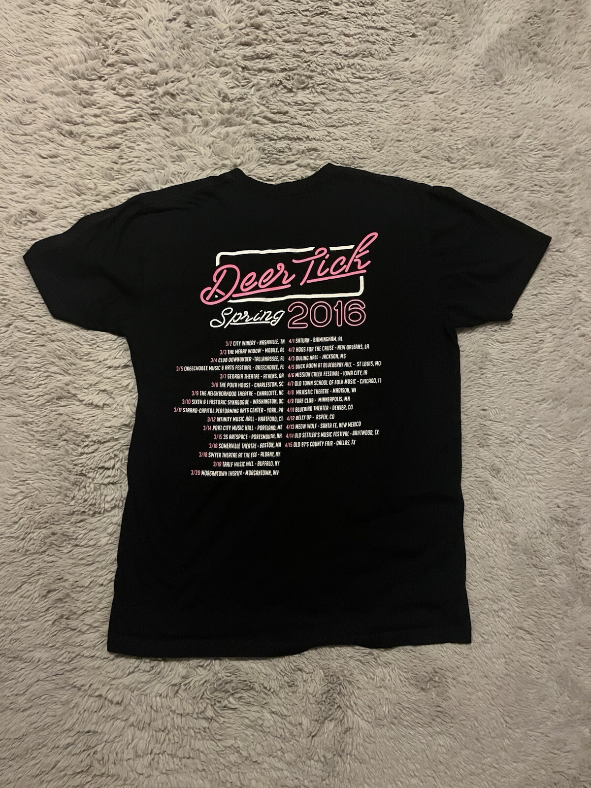 Size Medium Deer Tick Live Acoustic 2016 Black Tour T-Shirt Tee