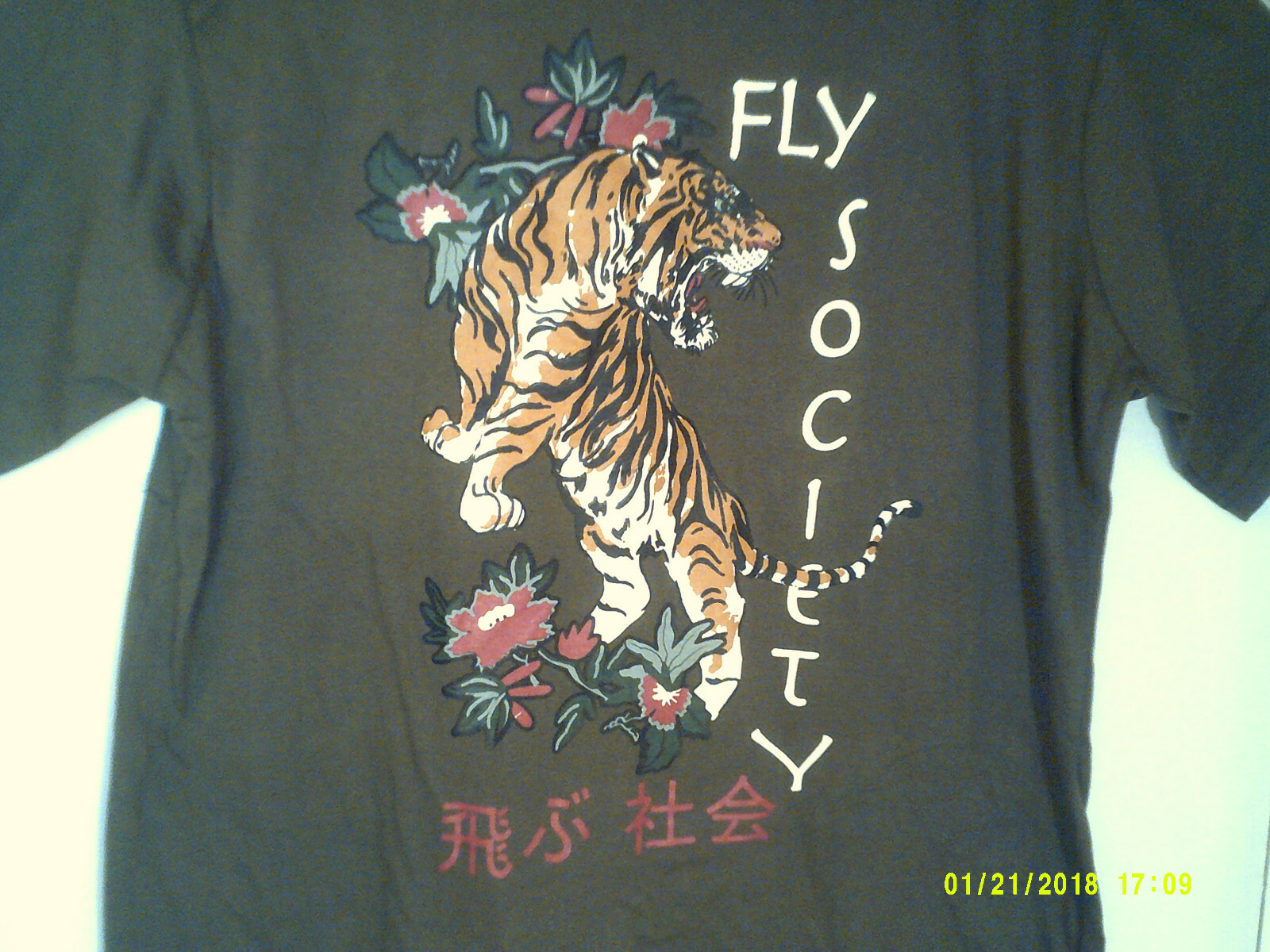 LY SOCIETY “Angry Tiger Tee” MEN’S OLIVE MULTI-COLOR T-SHIRT XL