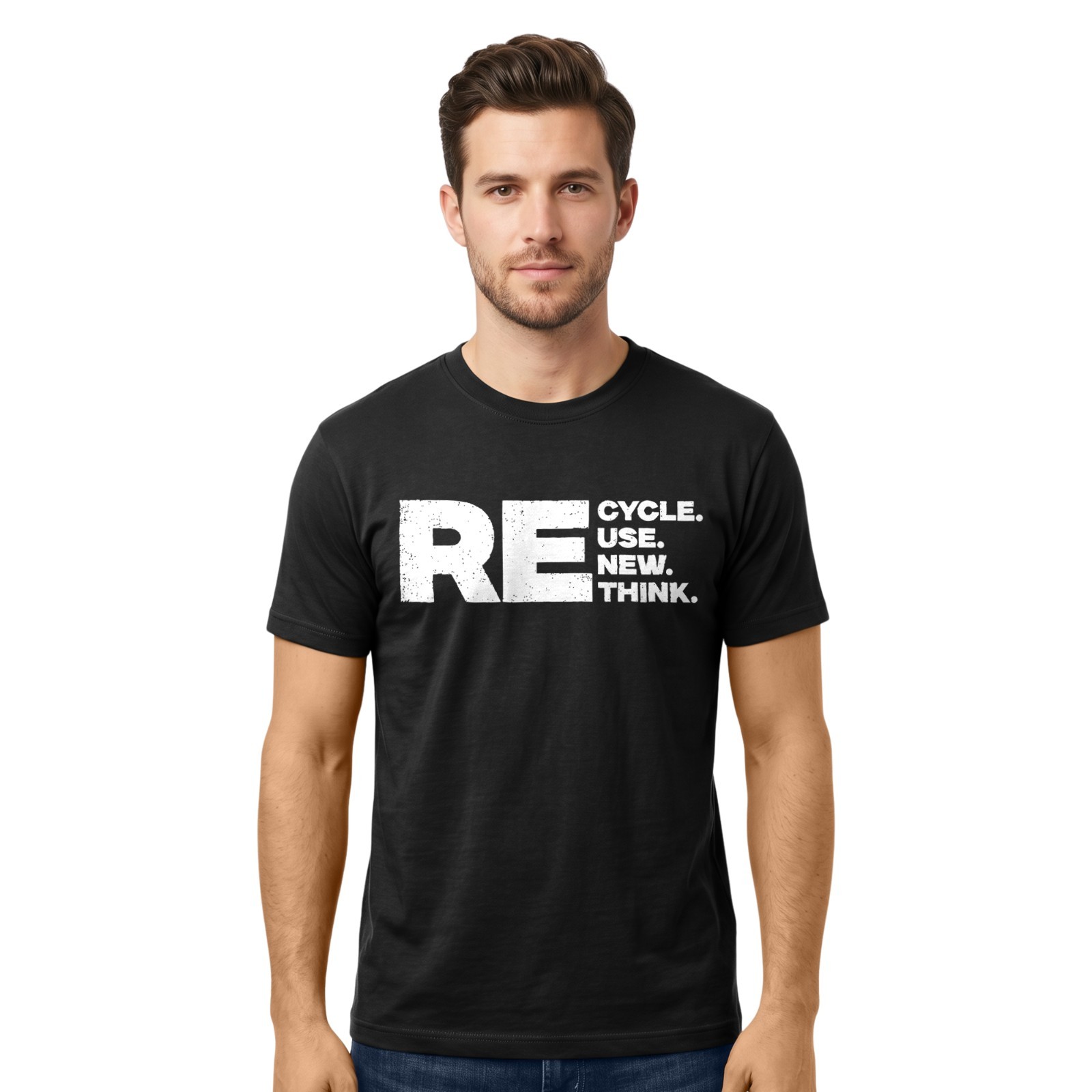 RE Cycle Use New Think T Shirt Eco Friendly Environmental Activism Earth Day Tee