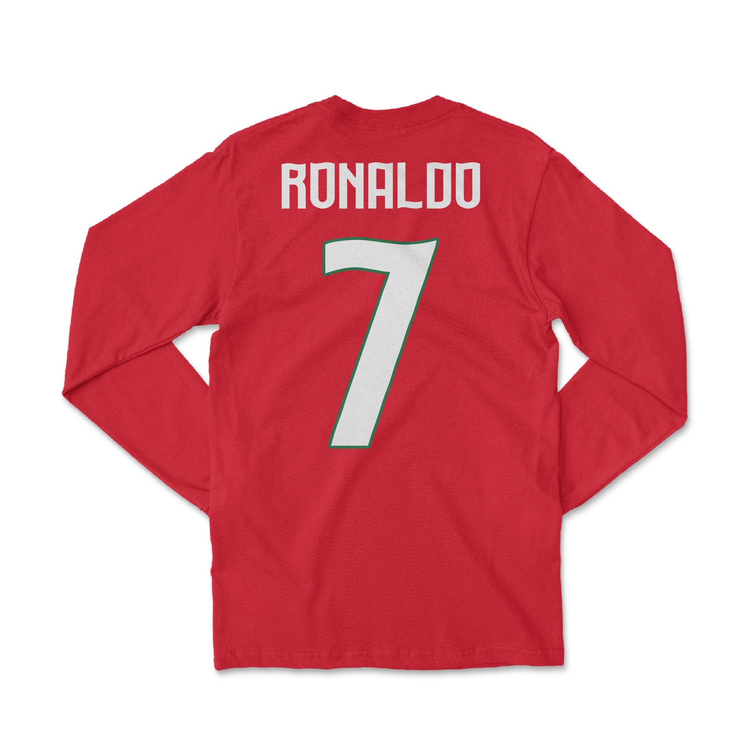 Portugal Ronaldo 7 Inspired Soccer Jersey Style Long Sleeve T-Shirt