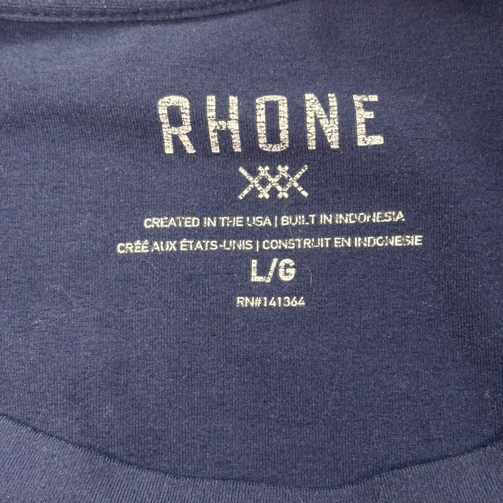 Rhone Reign Long Sleeve Shirt Large Navy Blue Performance Crewneck Mens