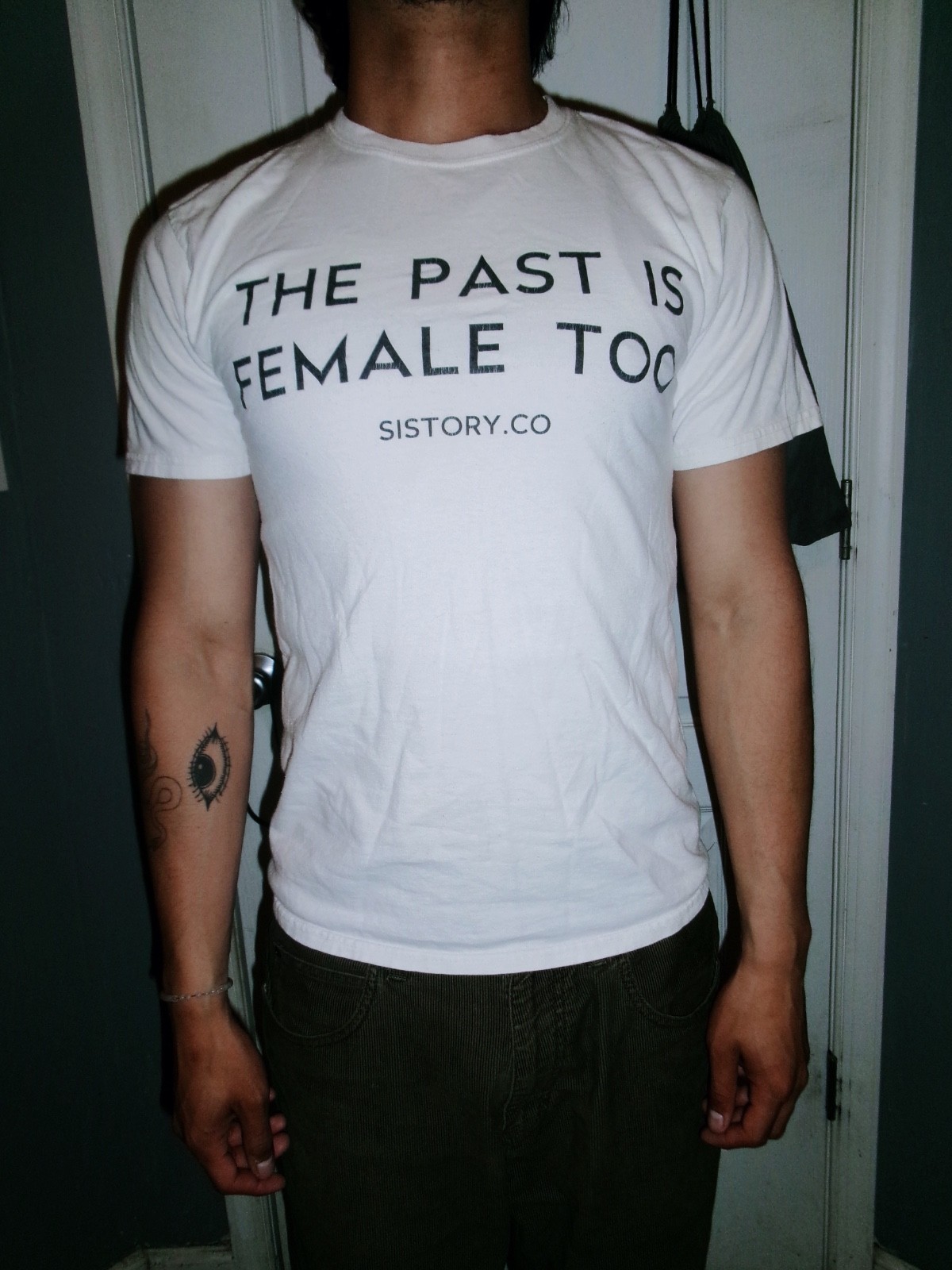the past is female too white graphic t-shirt