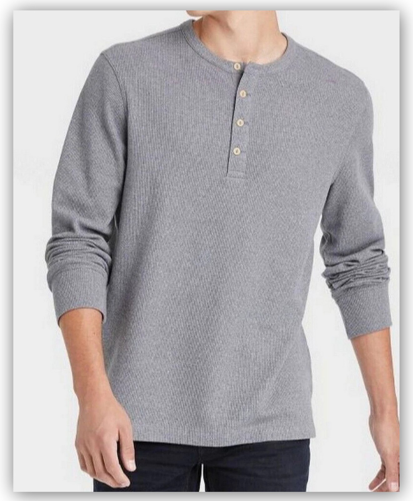 Long Sleeve TEXTURED HENLEY Shirts- Goodfellow Burgundy Gray Tan White Basil 1