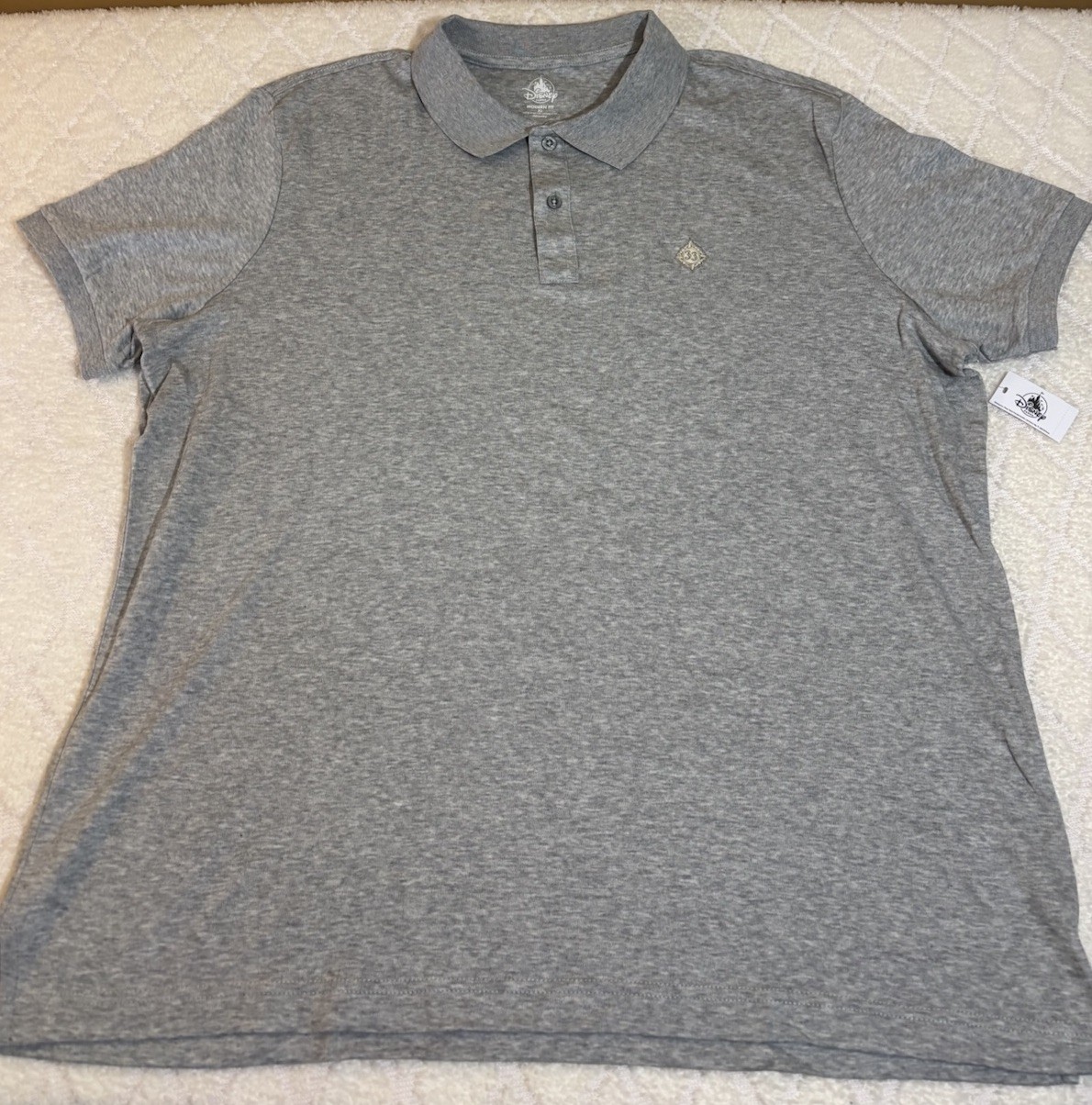 New Disney Parks Club 33 Embroidered Logo Gray Modern Fit Polo Shirt Men Size XL