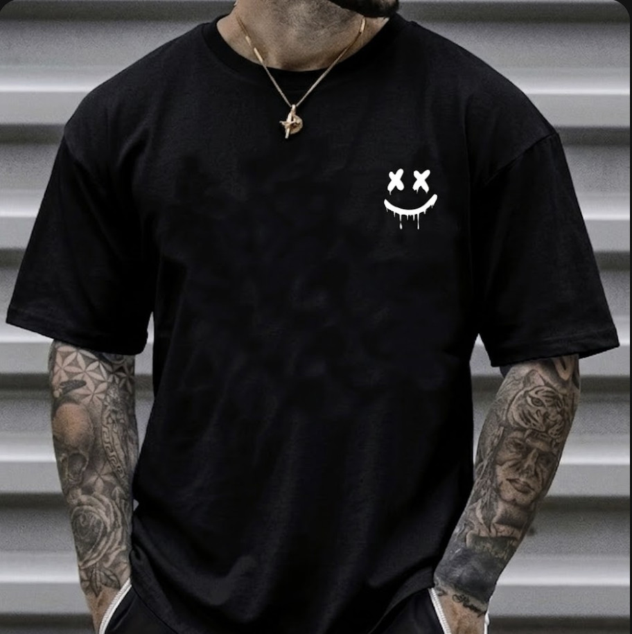 Drip Smiley Face Graphic Tee – Edgy X-Eyes Streetwear T-Shirt