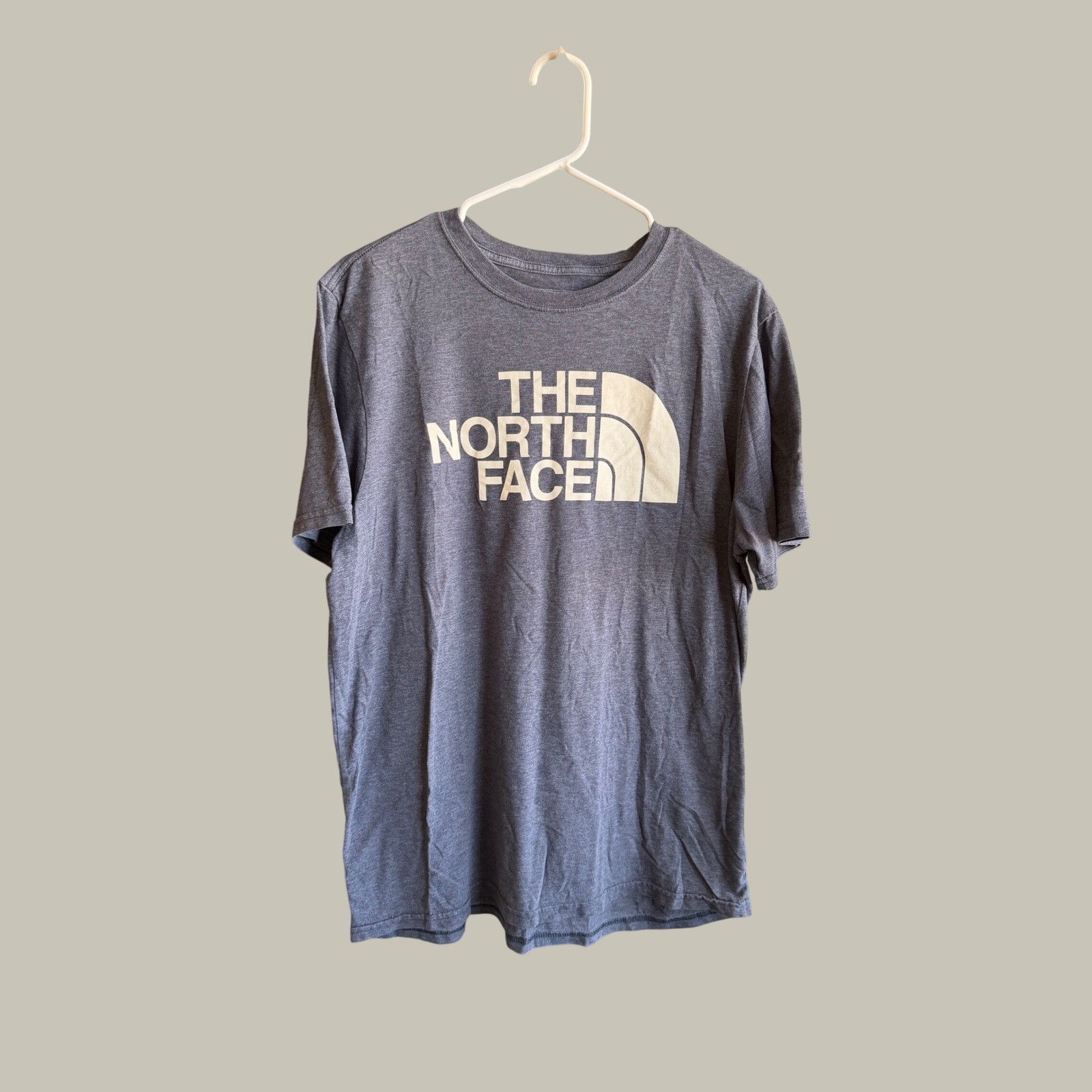 The North Face Mens Large Heather Gray Blue Graphic Logo Short Sleeve T-Shirt