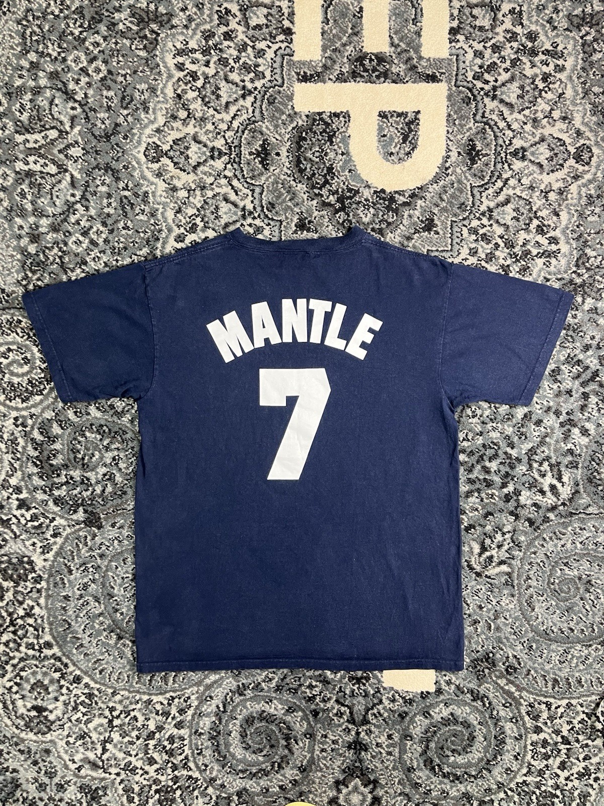 Vintage Majestic Cooperstown Collection Yankees Mantle 7 T Shirt Mens L