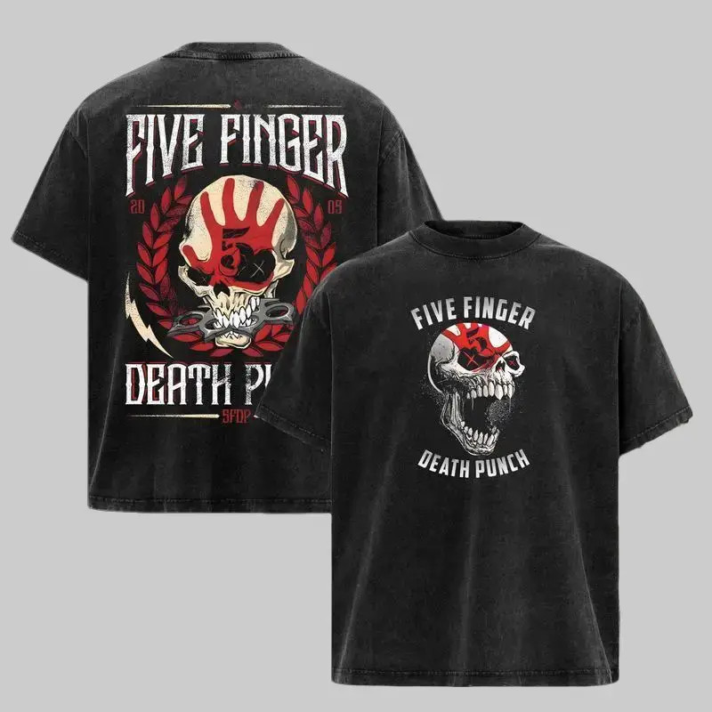 Five Finger Death Punch washed shirt – Metal Music Rock Band Shirt, Retro Music