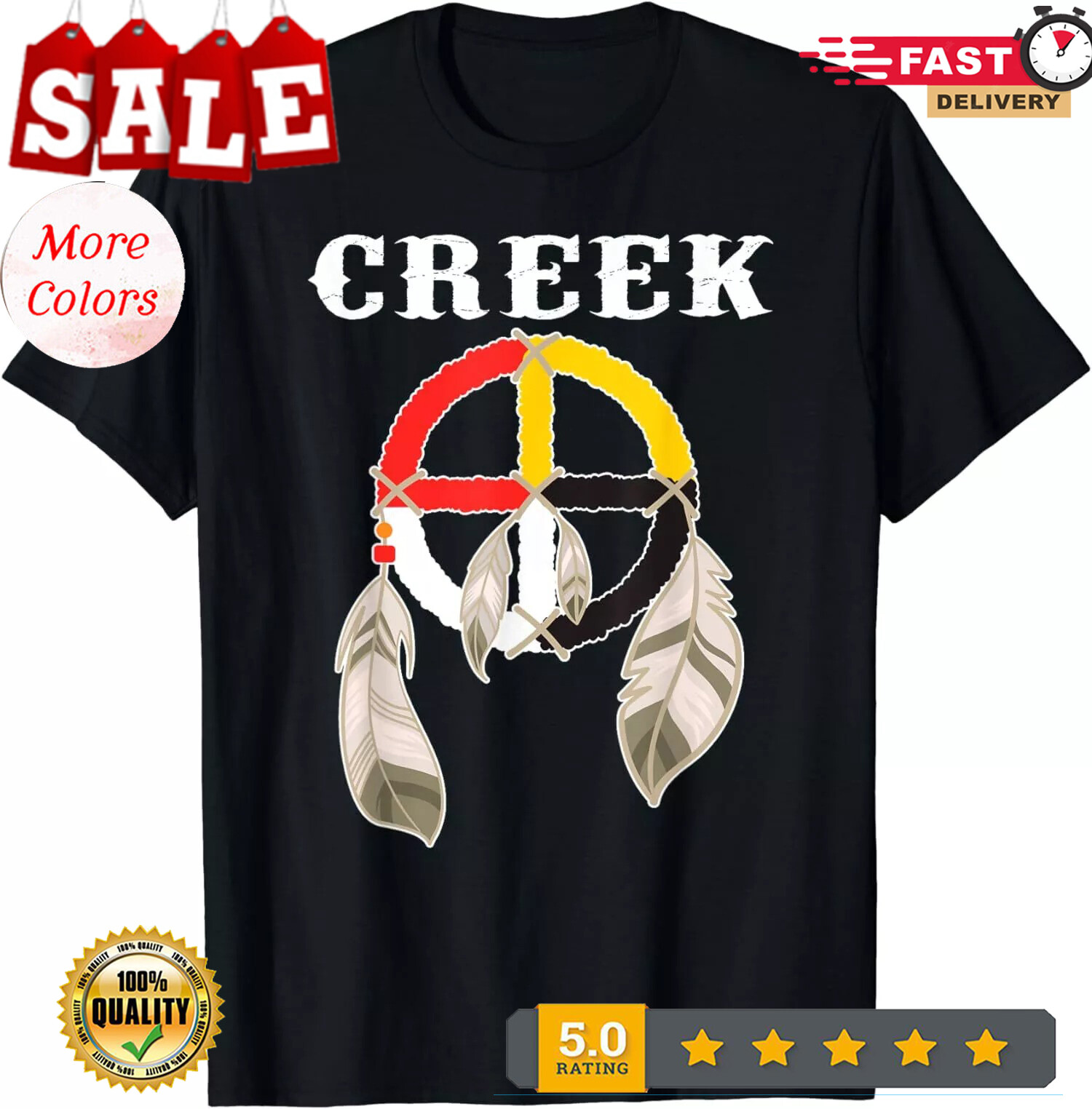 2025/NEW LIMITED Creek Tribe Nation Muskogee Native Indian Medicine Wheel T-Shir