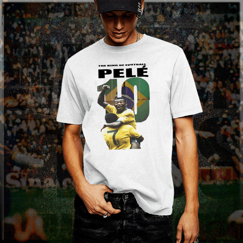 Soccer t-shirt Pele Football Legend World Cup, Brazil, new white tee, S-3XL
