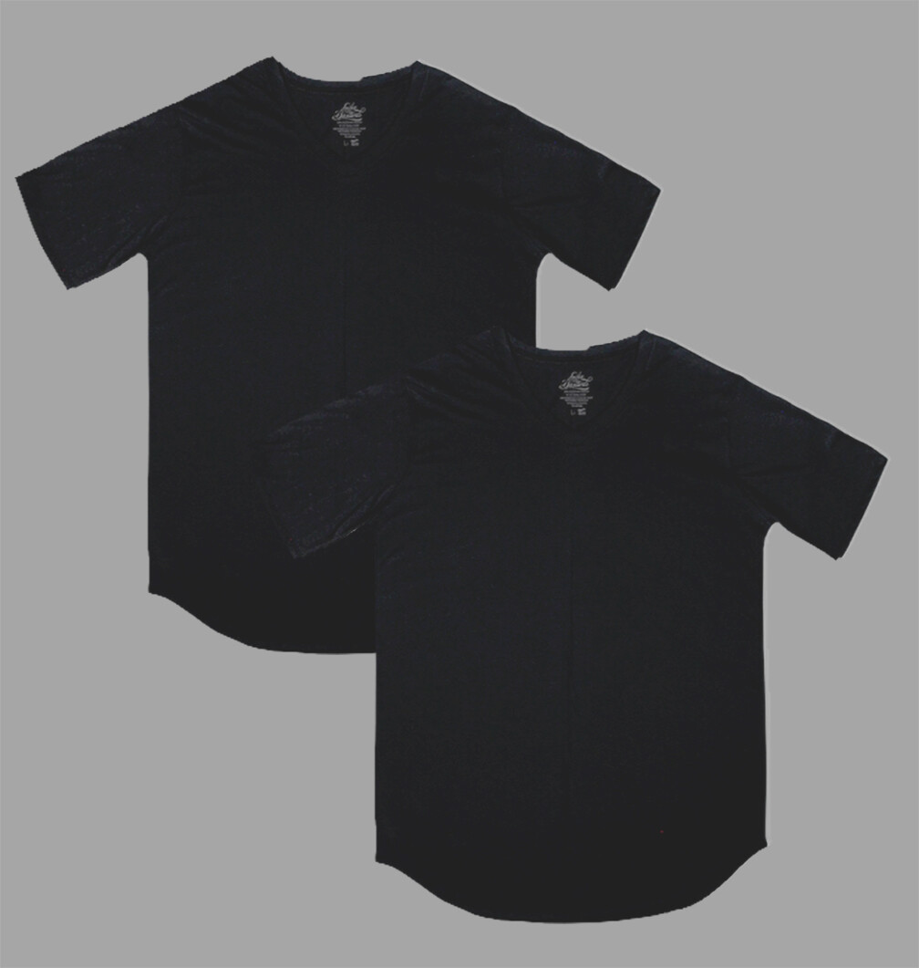 LUCKY BASTARDS CONTEMPORARY MODERN V NECK SCOOP T-SHIRT COMBO 2-PACK STREETWEAR