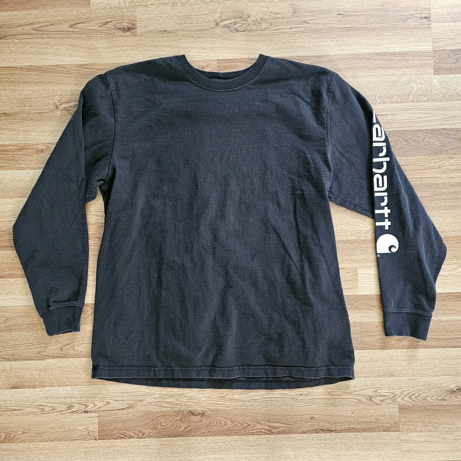 Mens Carhartt K231 Long Sleeve Logo T Shirt Black Loose Fit Large