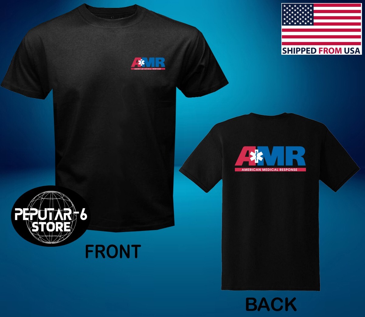 AMR American Medical Response Men’s Black Size S-5XL