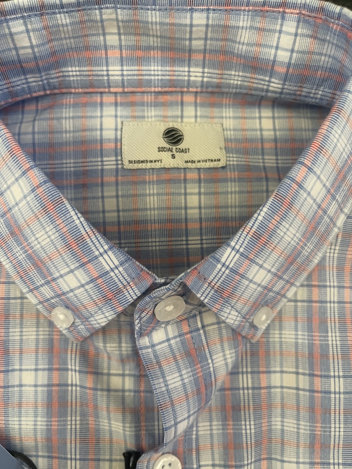 SOCIAL COAST Sz S Button-Down Casual/Smart Light-Multi-Colored Ment’s Shirt