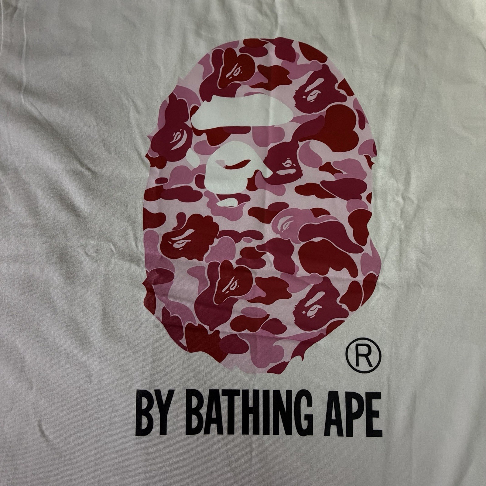 BAPE Pink Color Camo Big Ape Head White T-Shirt (NEW) Size XL